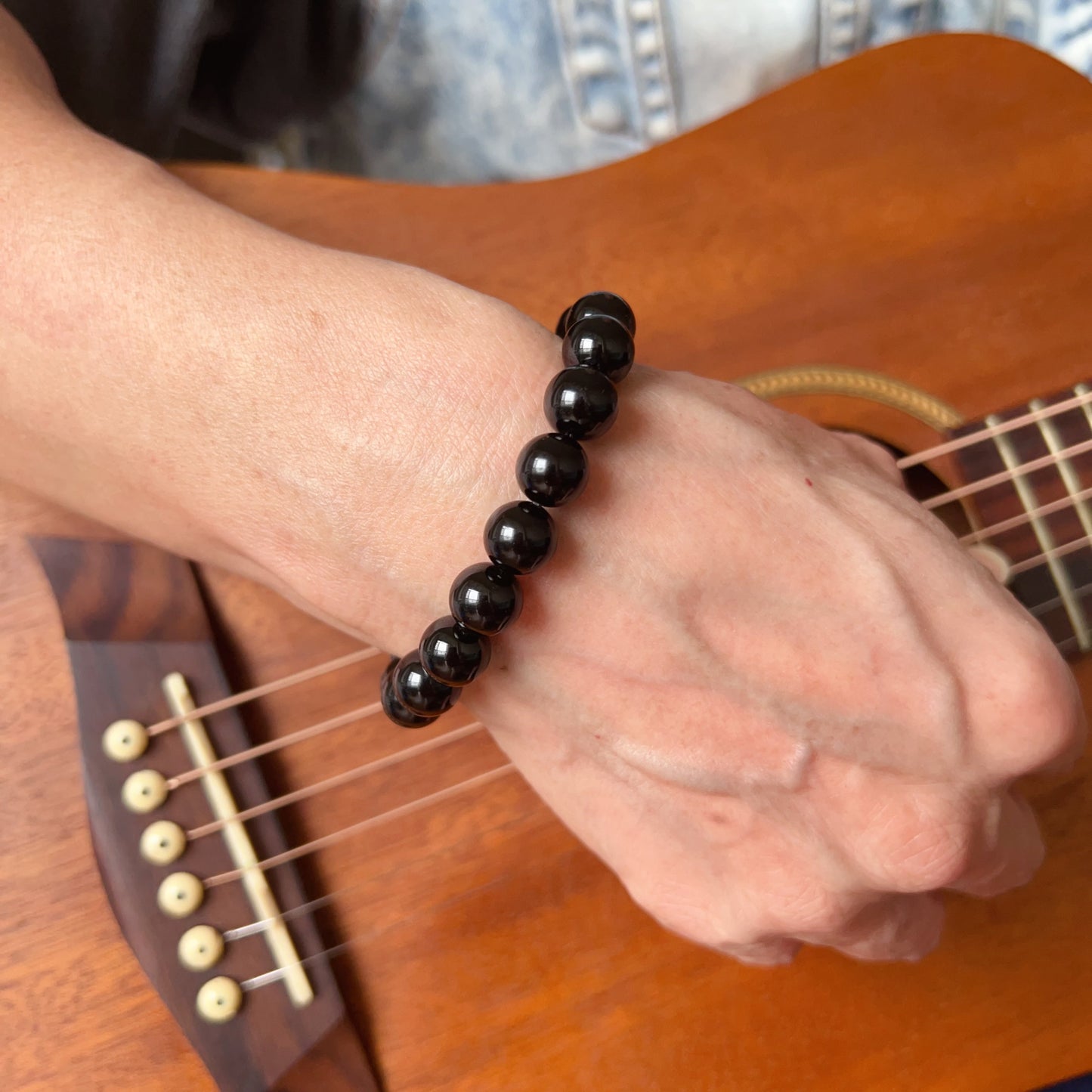 Premium Black Tourmaline Bracelet | Handmade Reiki Healing 10Mm Beaded Crystal Jewelry | Root Chakra Negativity Protection