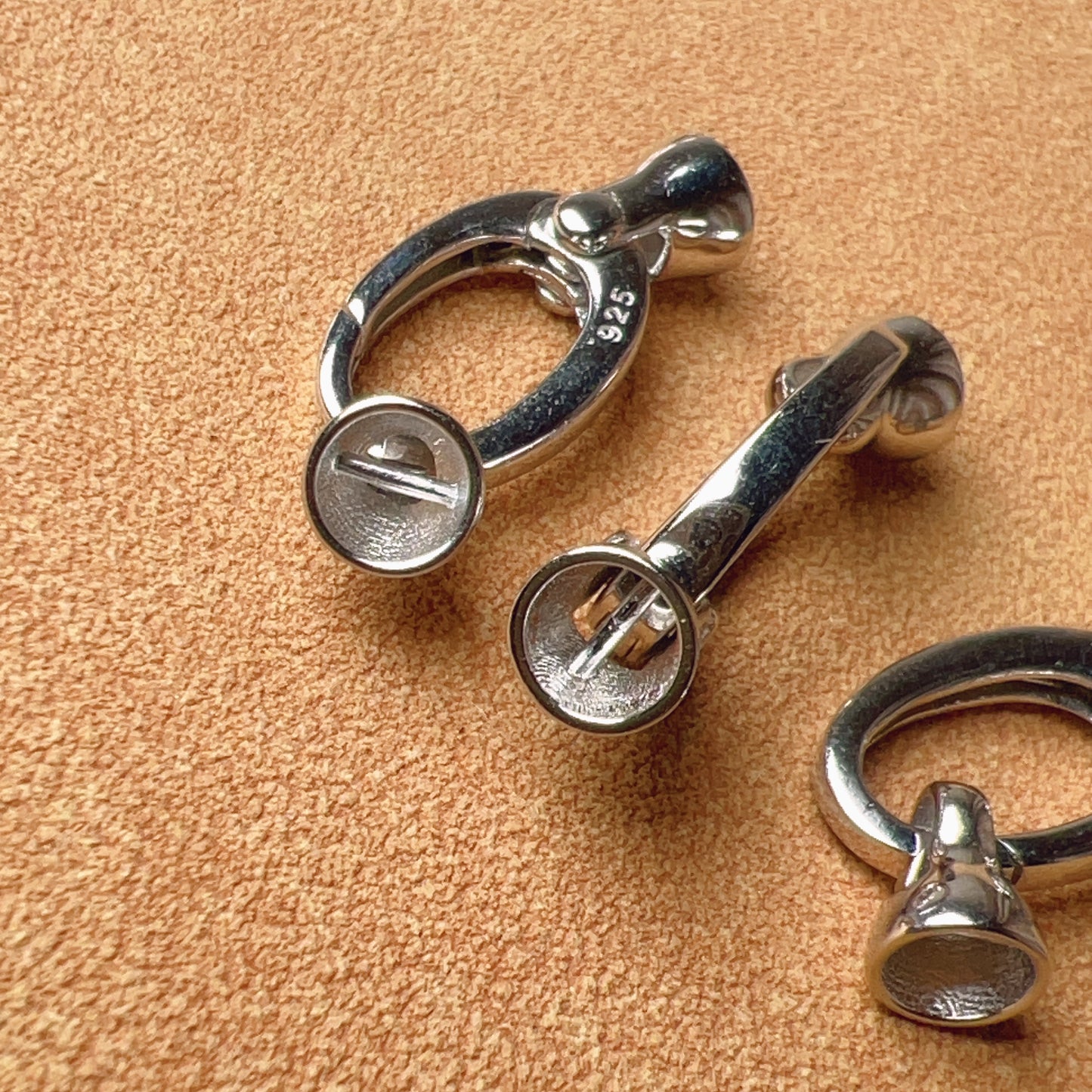 925 Sterling Silver Sprung Clip With Bail Clasp | 18K White Gold Plated Pearl Clasp | Handmade Diy Jewelry Making Supply