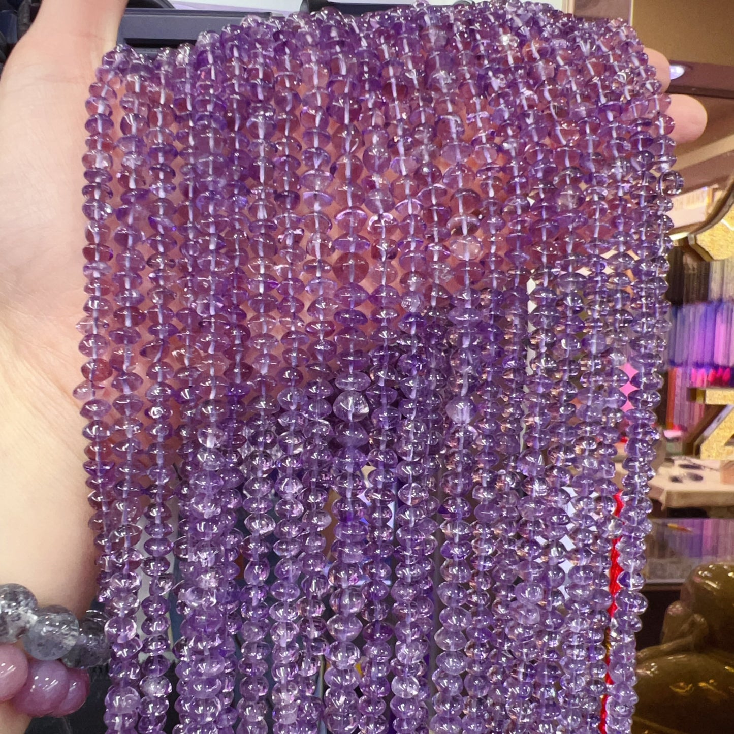 Freeformed Natural Amethyst Rondelle Bead Strands Diy Jewelry Findings Supplies