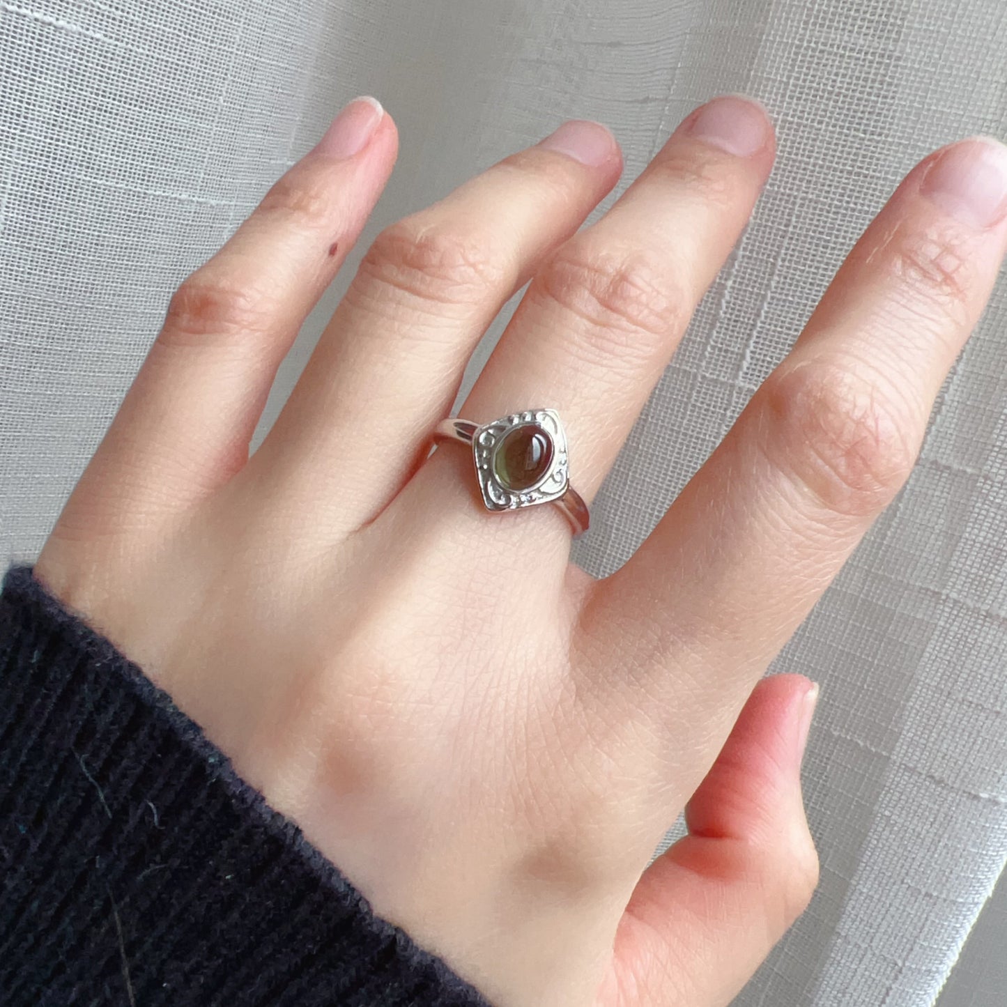 Custom-Made Moldavite Ring With 925 Sterling Silver Adjustable Style | Rare High-Frequency Heart Chakra Healing