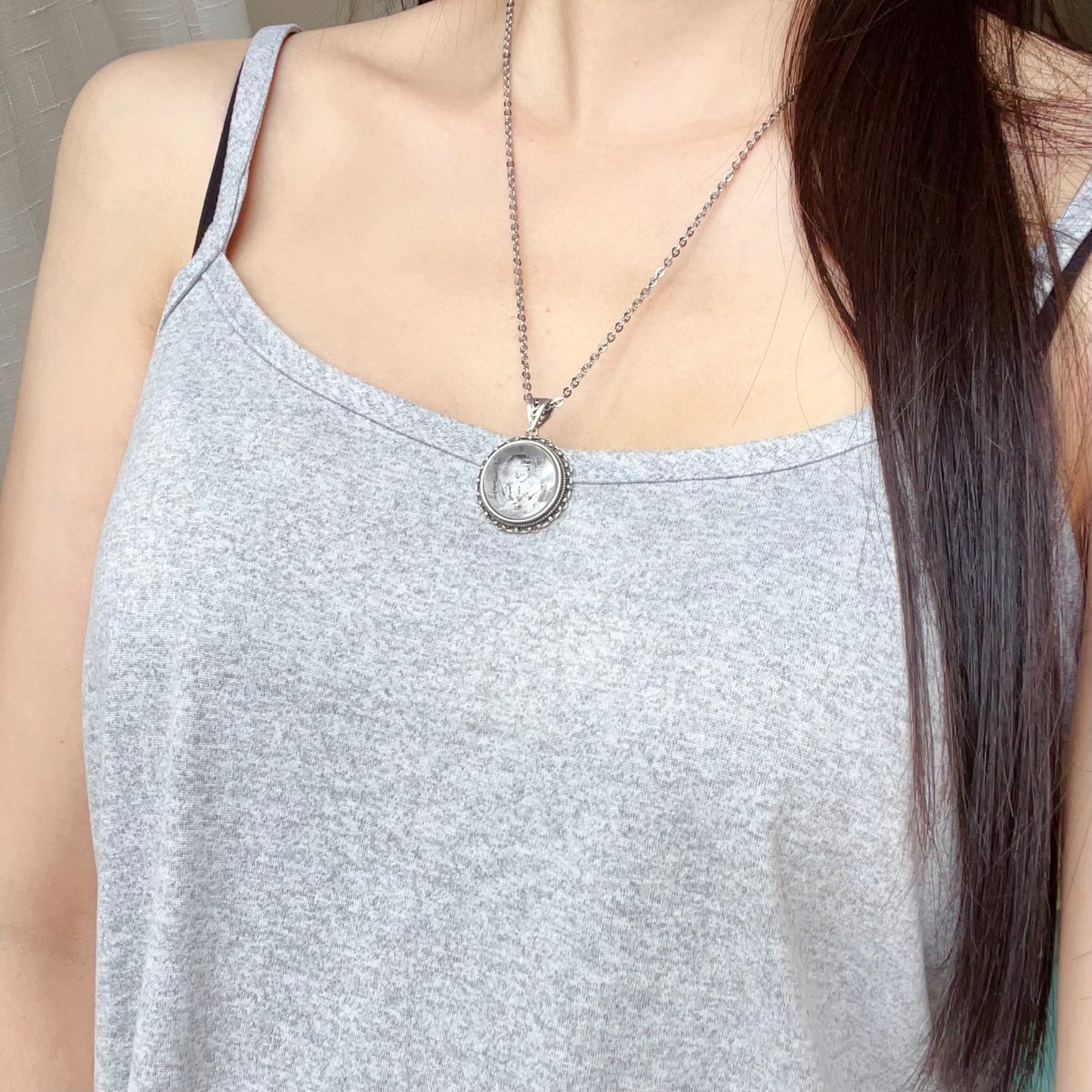 Good Clarity Water Enhydro Quartz Crystal Pendant Necklace Handmade With 925 Sterling Silver