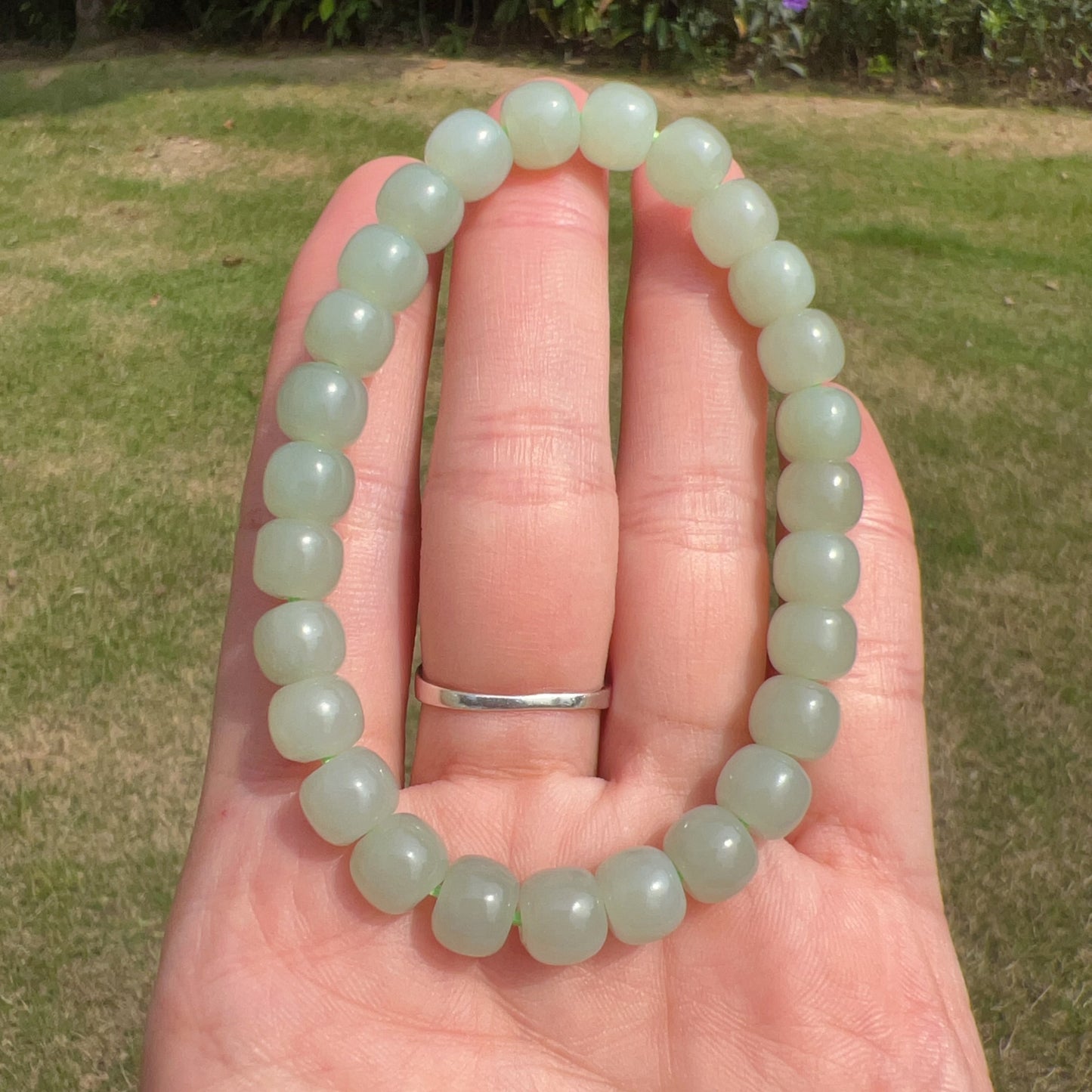 Beautiful Light Green Nephrite Bracelet High-Quality Hetian Jade | Natural Heart Chakra Healing Stone Jewelry
