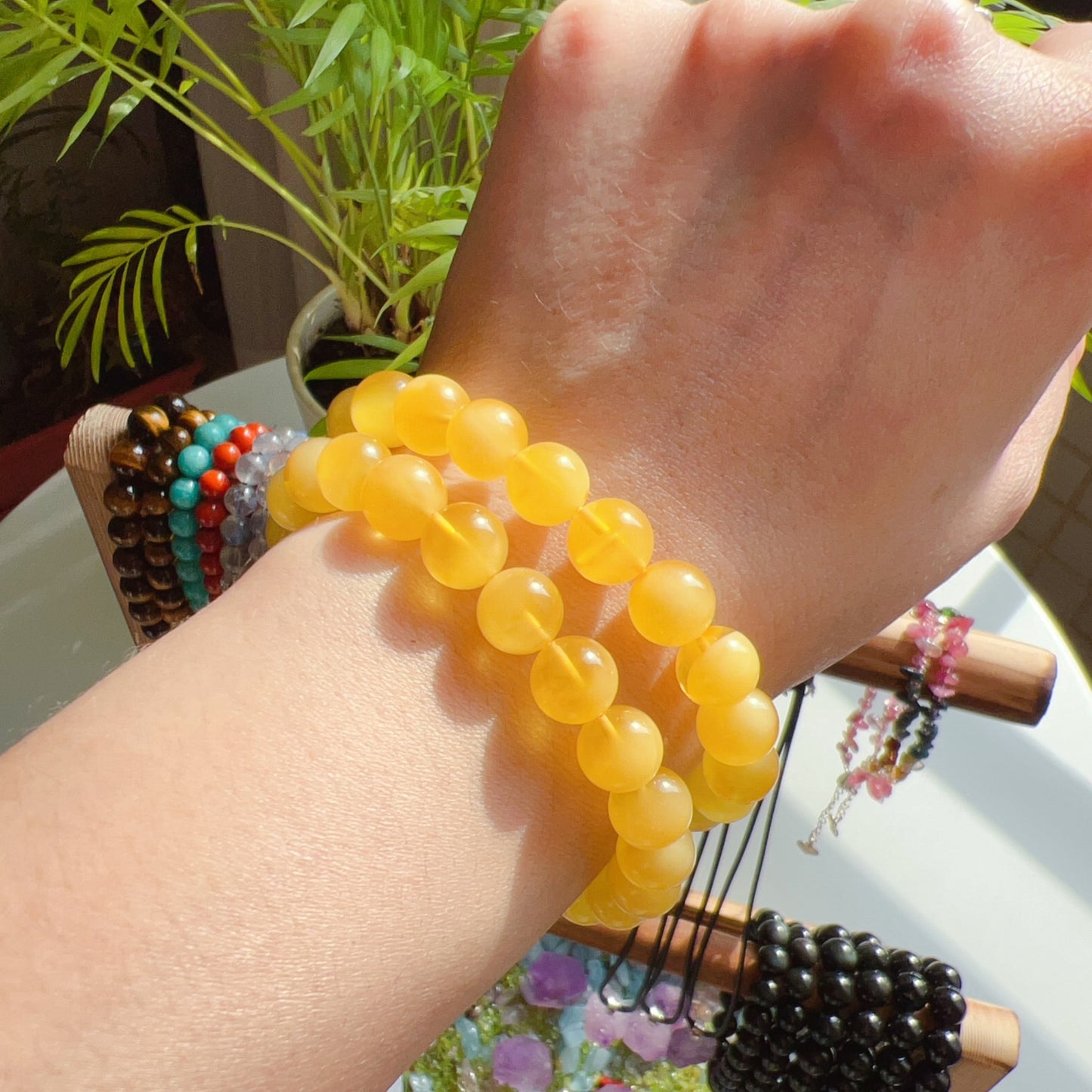 8.6Mm Beautiful Genuine Amber Bracelet | Lucky Stone Of Aries Gemini Leo Virgo | One Of A Kind Jewelry