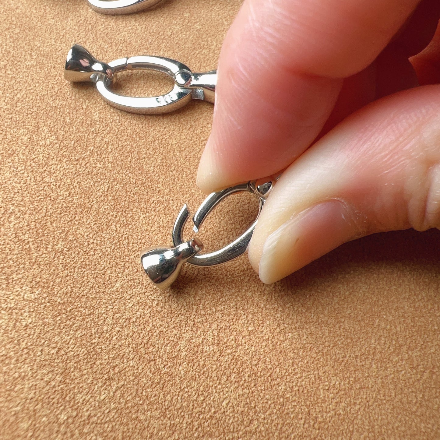 925 Sterling Silver Sprung Clip With Bail Clasp | 18K White Gold Plated Pearl Clasp | Handmade Diy Jewelry Making Supply