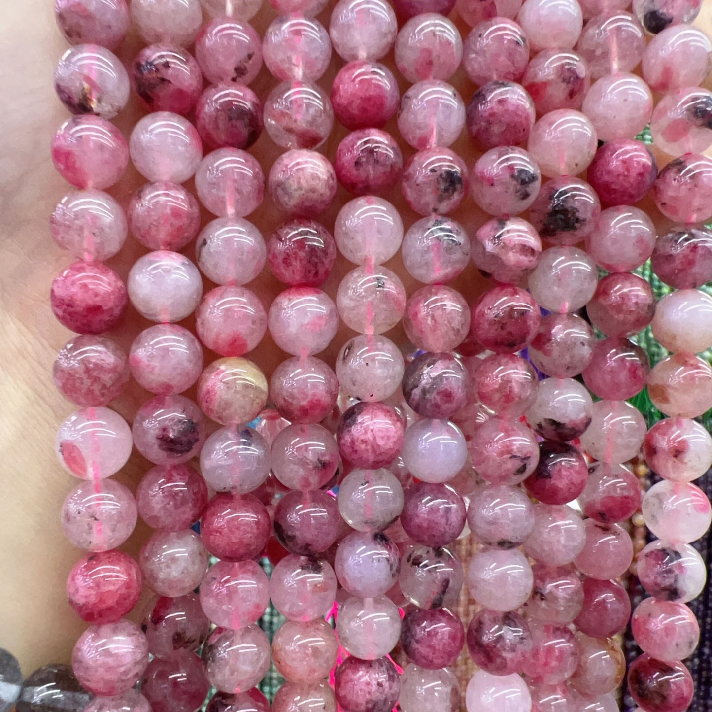 Best Quality In Strands 6Mm 8Mm 10Mm Natural Flower Rhodonite Round Bead For Diy Jewelry Project