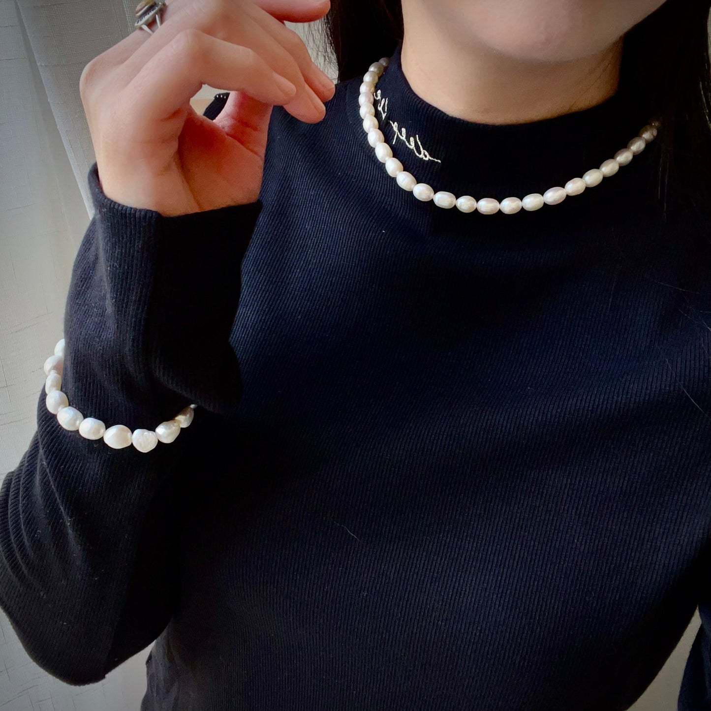 Timeless Classic Pearl Beaded Necklace | Best Luster Freshwater Pearl Natural Formed Beads With 925 Sterling Silver Clasp