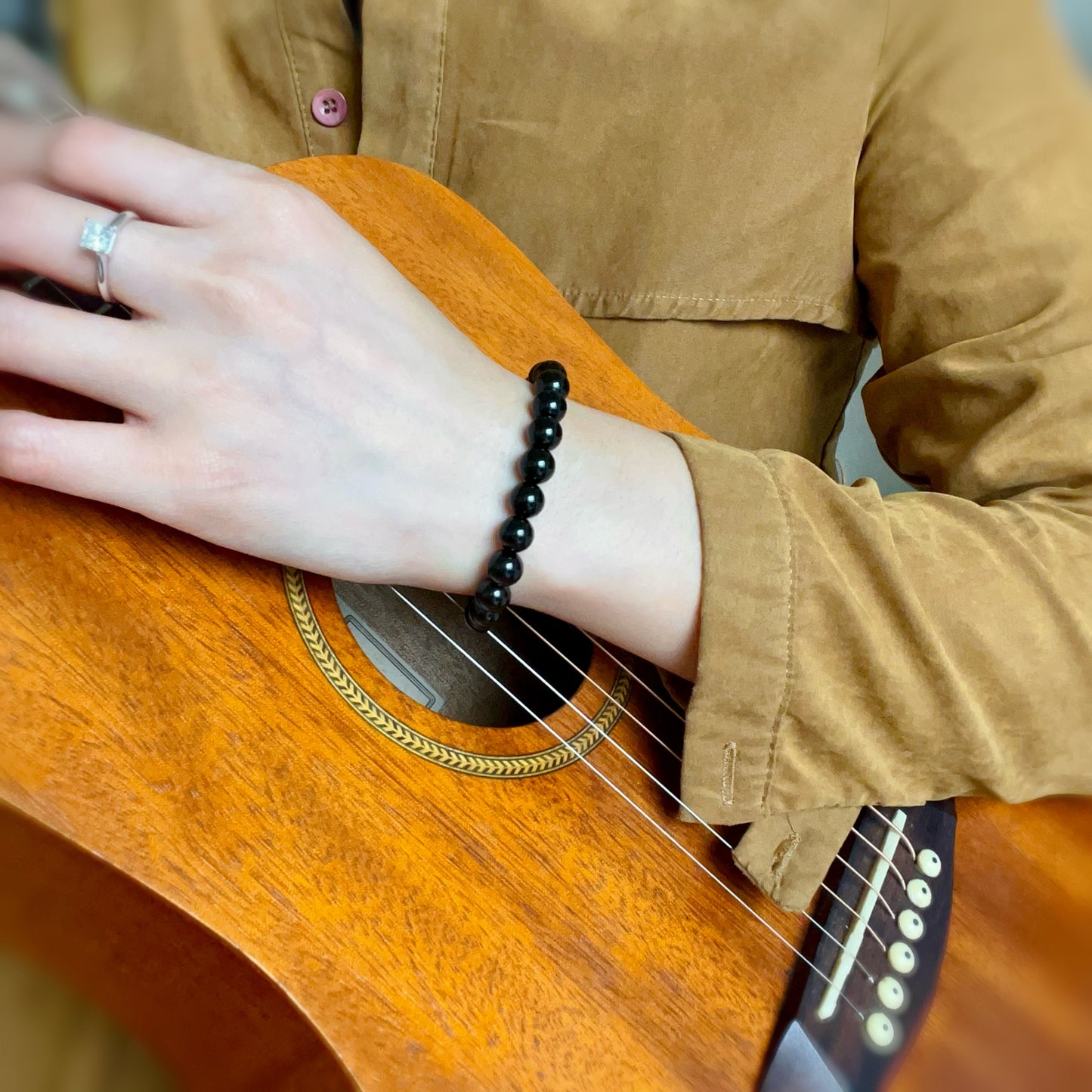 Premium Black Tourmaline Bracelet | Root Chakra 8Mm Healing Crystal | Negativity Protection Reiki Jewelry