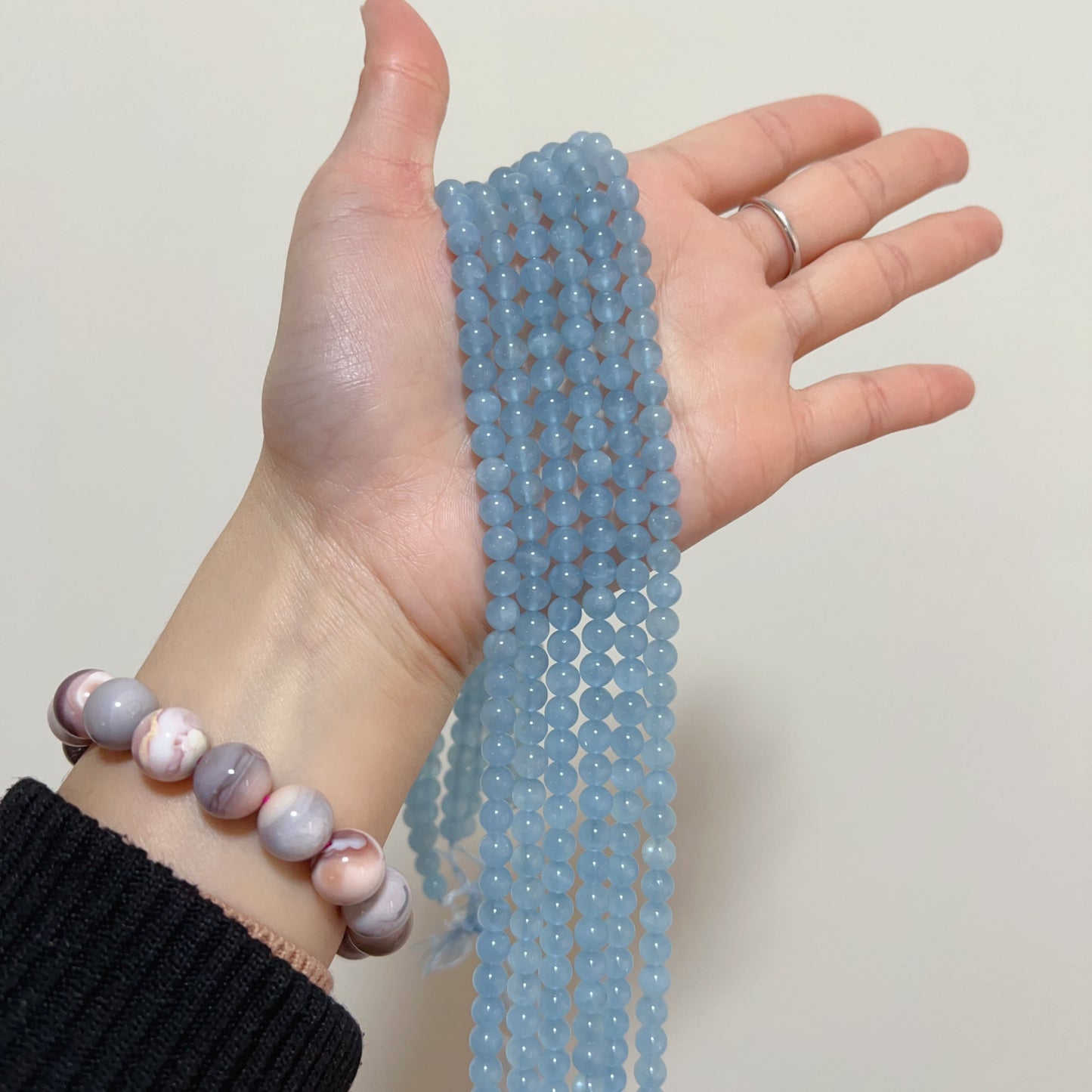 Limited Quantity – Rare 6Mm Old Mine Cat Eye Sparkling Aquamarine Round Bead Strands For Diy Jewelry Project