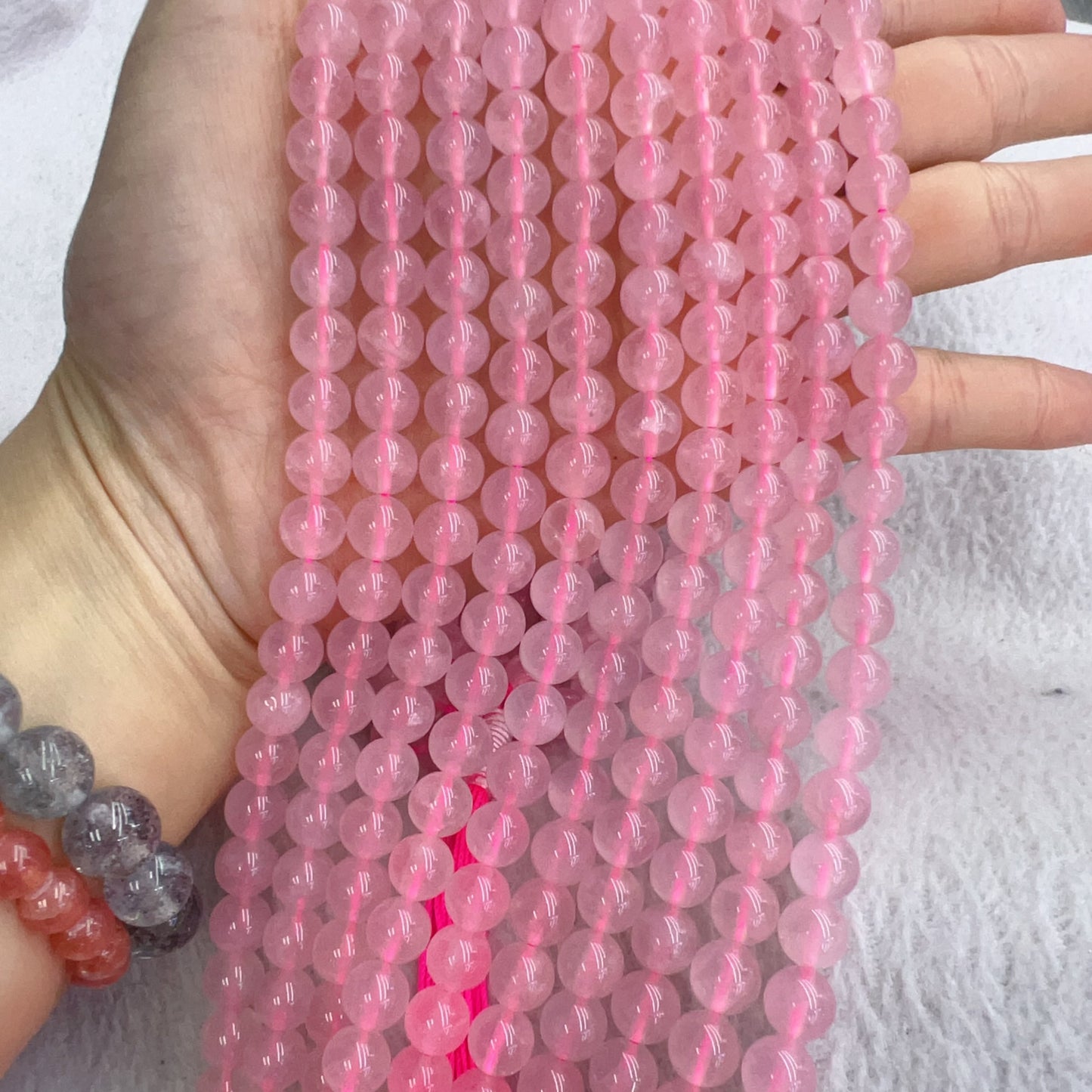 Best Quality In Strand 8Mm Natural Madagascar Rose Quartz Round Bead For Diy Jewelry Project