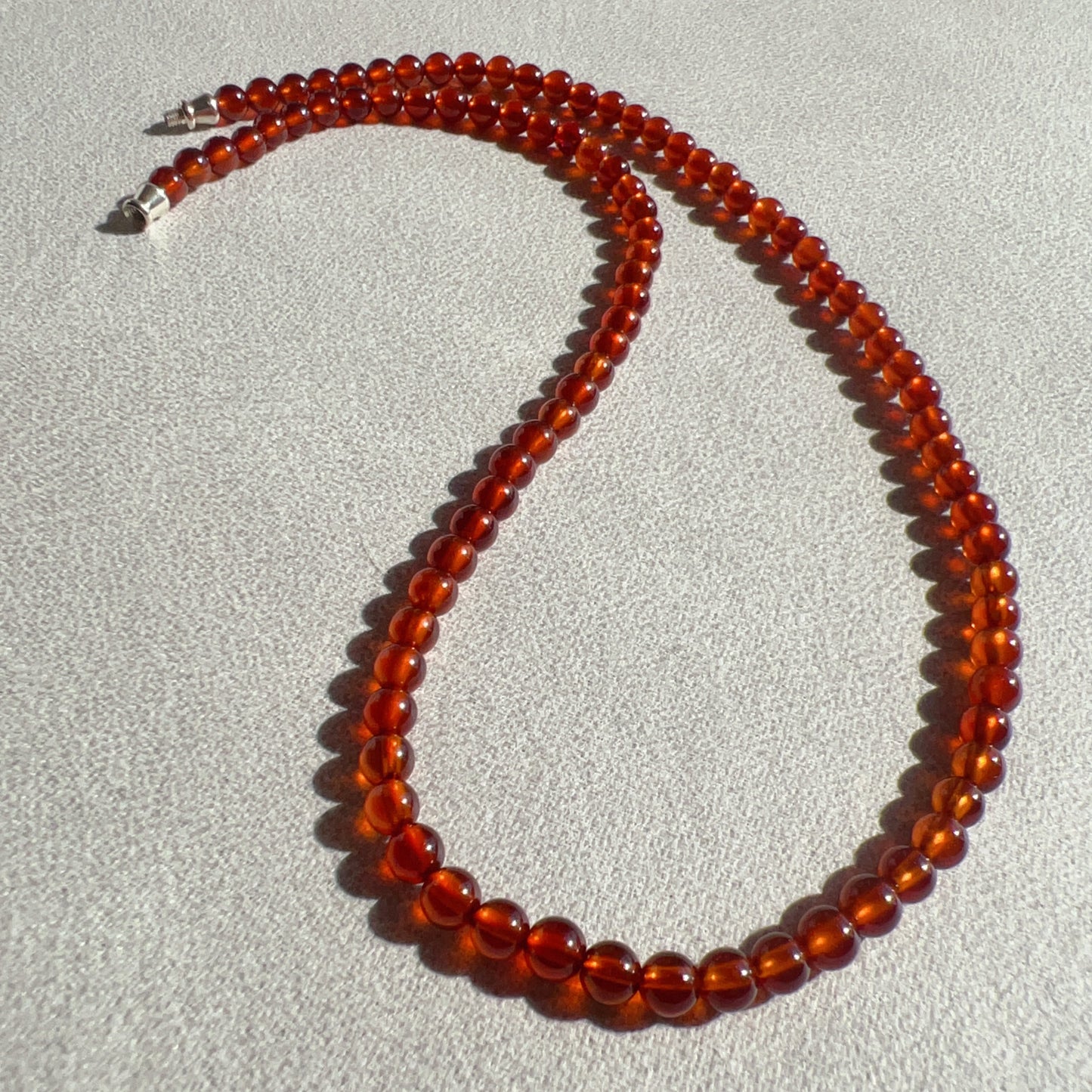 Handcrafted Spessartine Garnet Beaded Necklace | Natural Gemstone Jewelry With 925 Sterling Silver Screw Lock | Unique Artisan Design