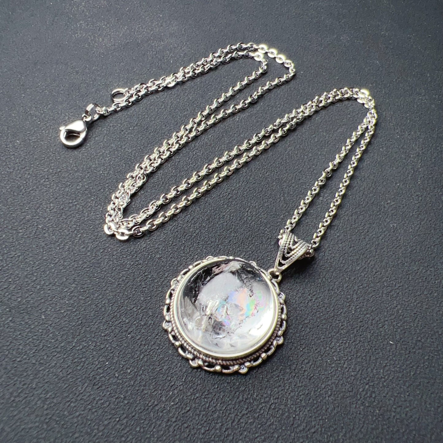 Good Clarity Water Enhydro Quartz Crystal Pendant Necklace Handmade With 925 Sterling Silver