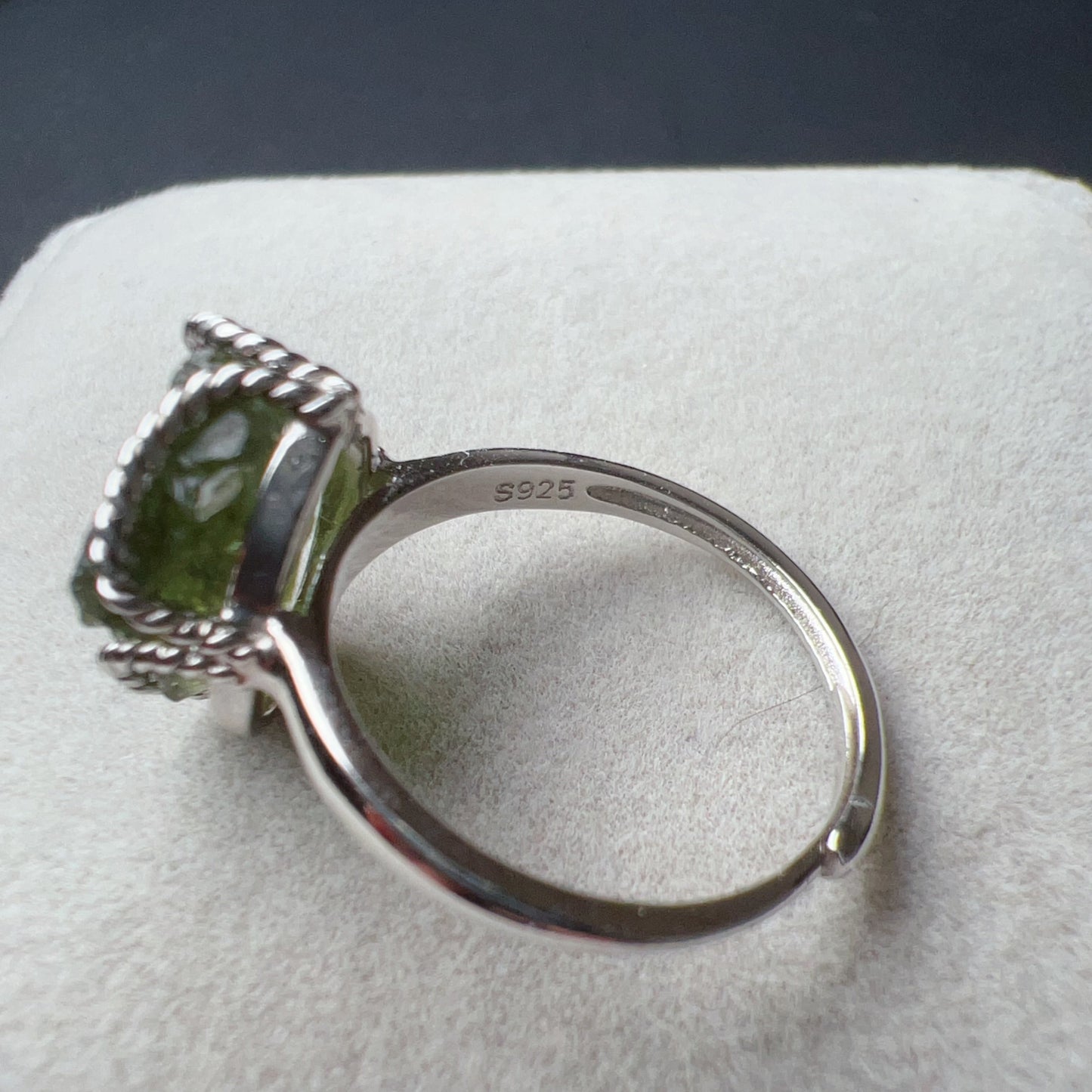 Handmade Genuine Moldavite Raw Stone Ring 925 Sterling Silver Wrapping | Rare High-Frequency Healing Stone