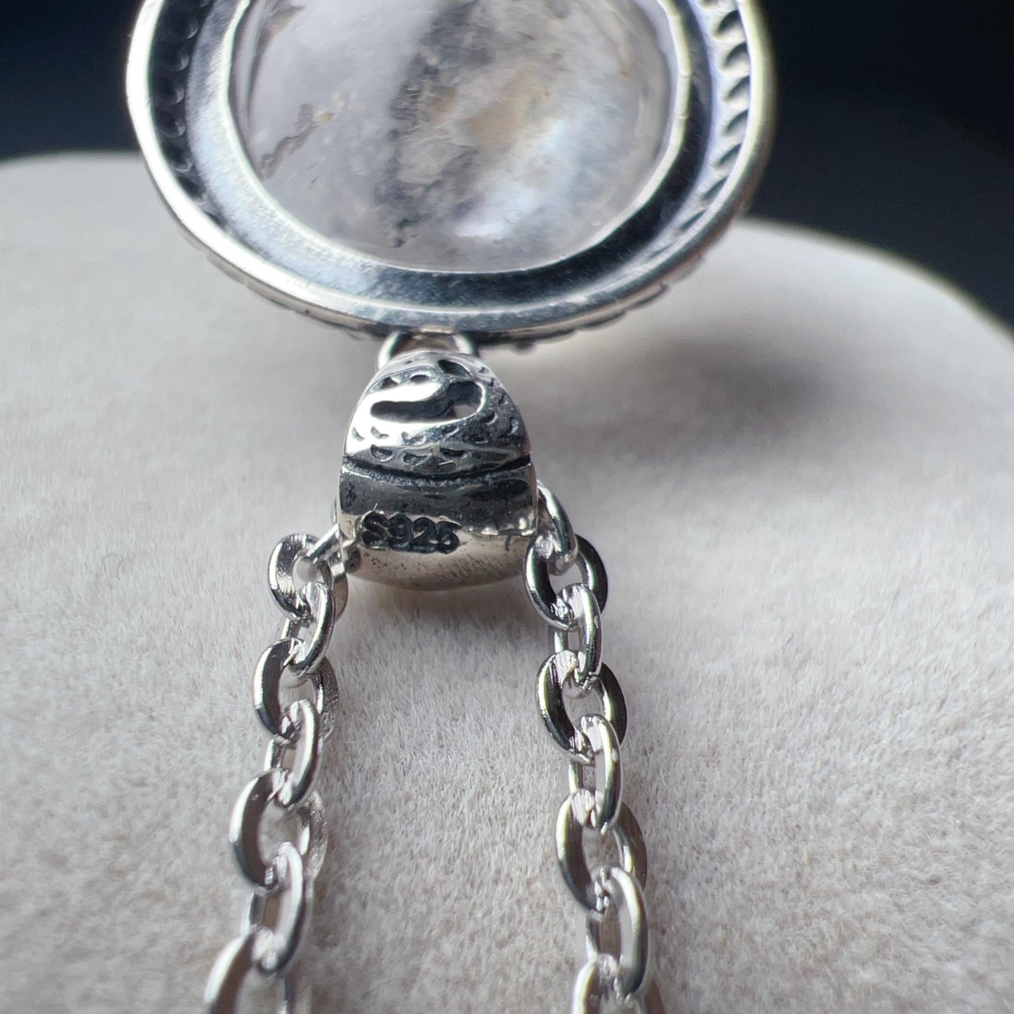 One And Only Rare Large Black Sand Enhydro Quartz Crystal Pendant Necklace Handmade With 925 Sterling Silver