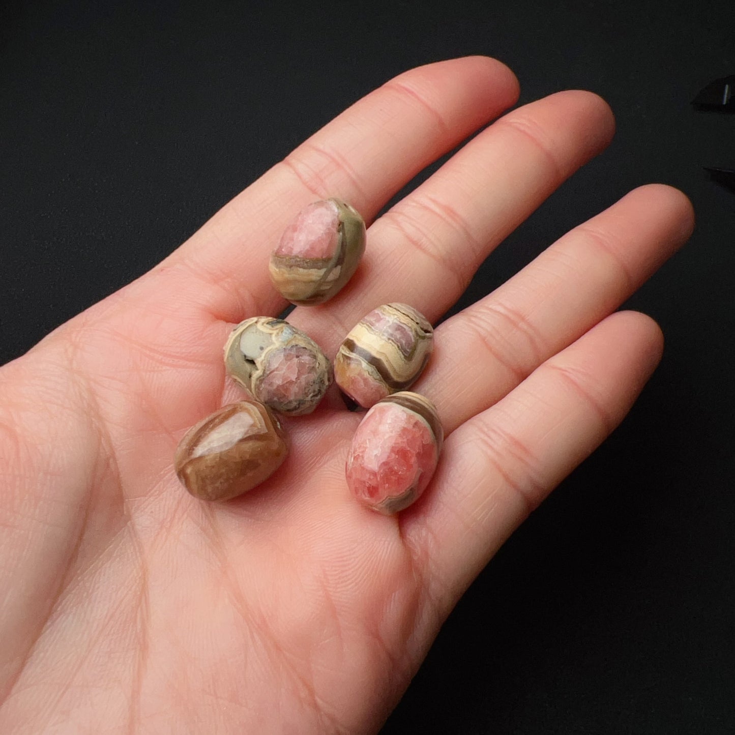 5 Pcs Unique Pattern Natural Rhodochrosite Barrel Beads For Diy Jewelry Project