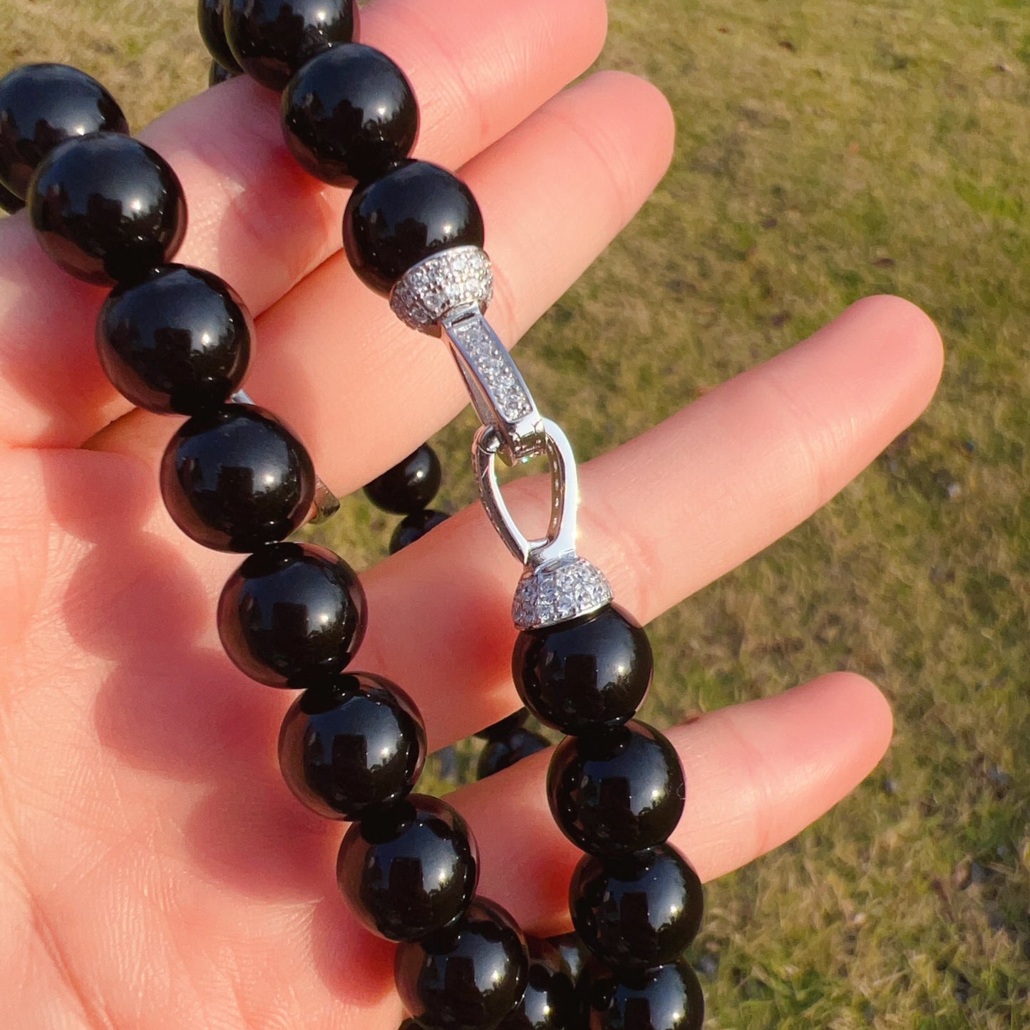 10Mm Top Grade Black Tourmaline Necklace | Handmade Reiki Healing Crystal Jewelry For Root Chakra | Remove Negativity