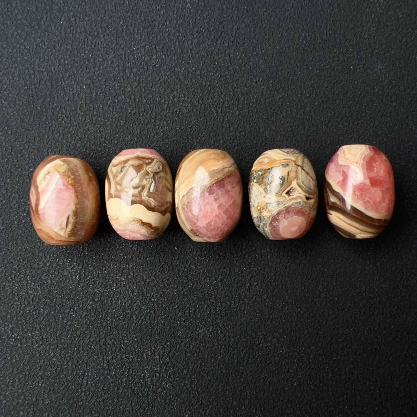 5 Pcs Unique Pattern Natural Rhodochrosite Barrel Beads For Diy Jewelry Project