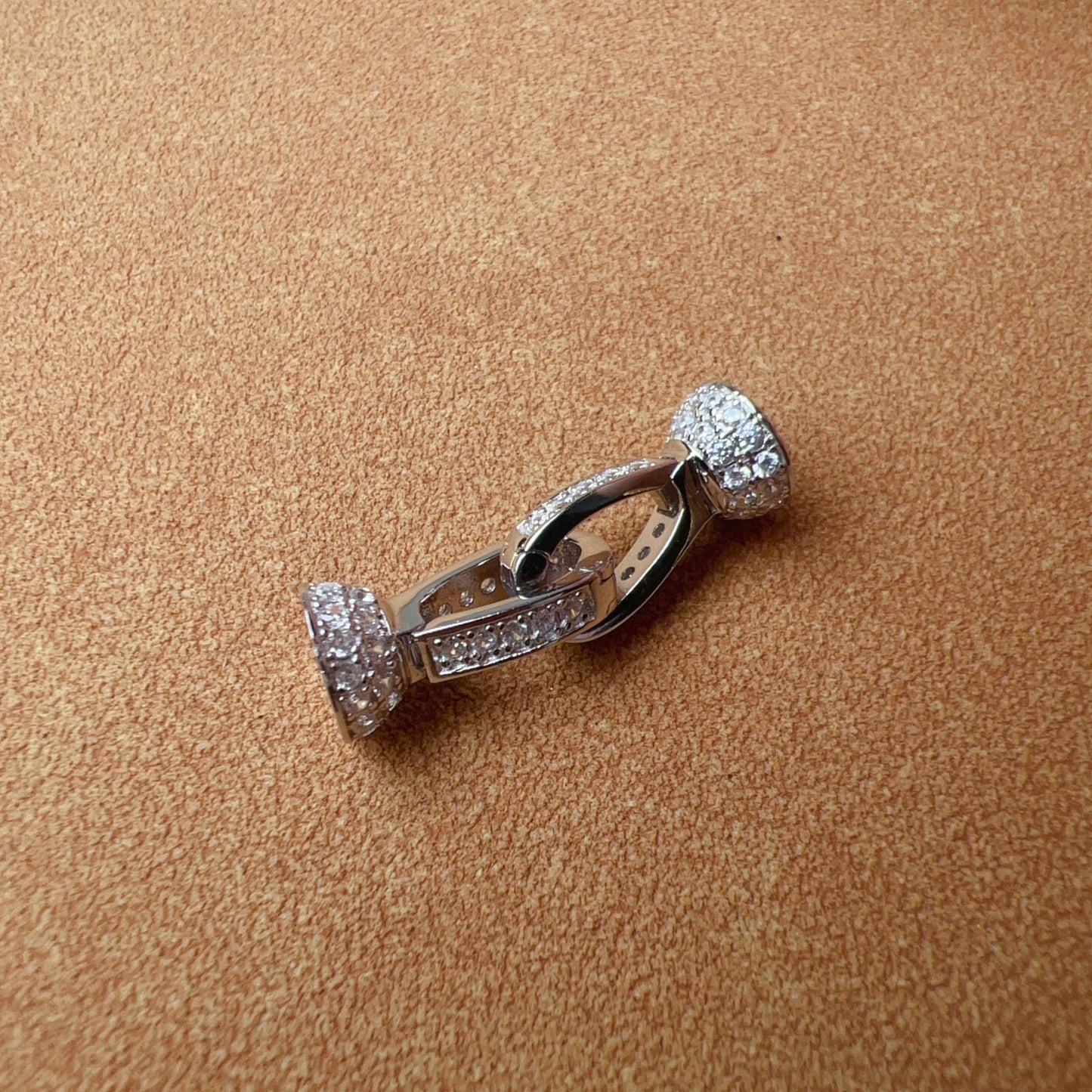 925 Sterling Silver Clip With Bail Clasp, 18K White Gold Plated, Zircon Pearl Clasp For Diy Jewelry Making