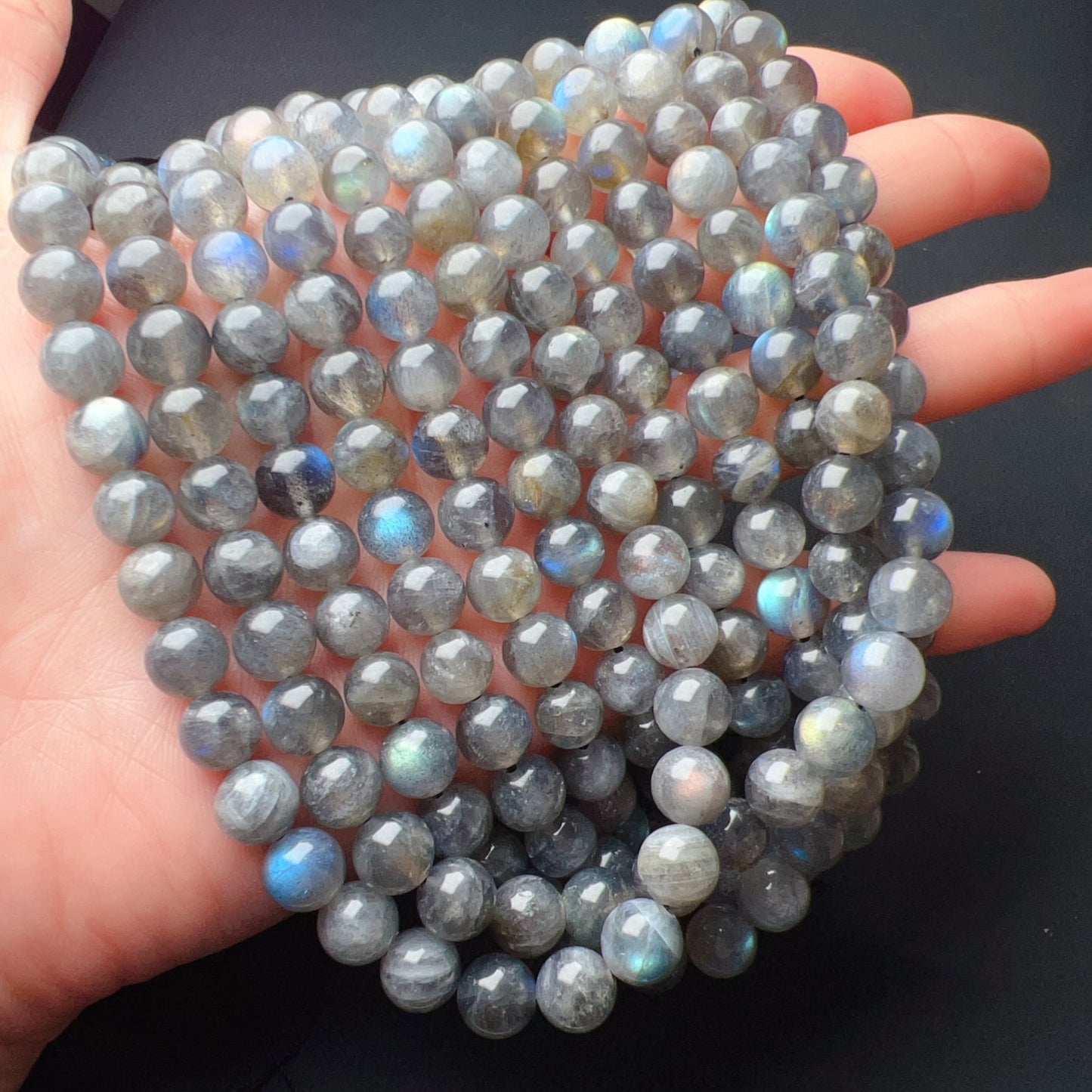 8Mm Natural Assorted Flash Labradorite Round Bead Strands For Diy Jewelry Project