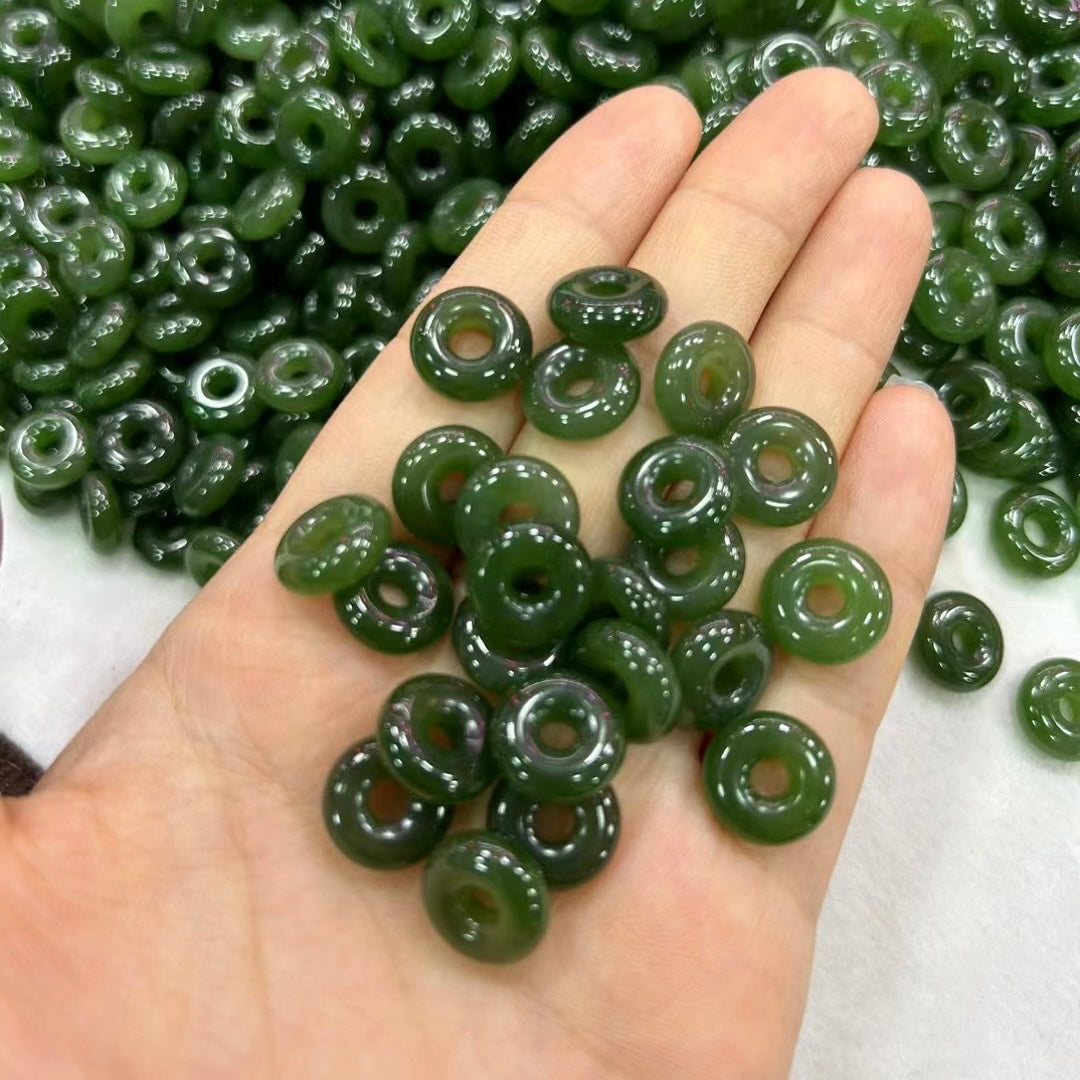 Natural Best Quality Nephrite Jade Amulet Donut Charms Pendants For Diy Jewelry Project