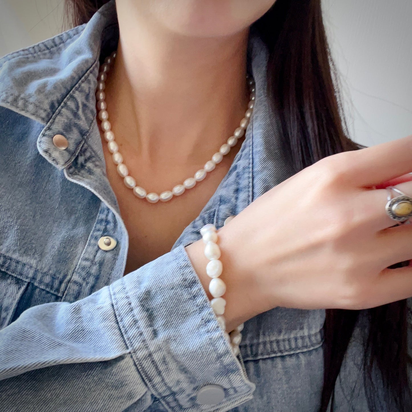 Timeless Classic Pearl Beaded Necklace | Best Luster Freshwater Pearl Natural Formed Beads With 925 Sterling Silver Clasp