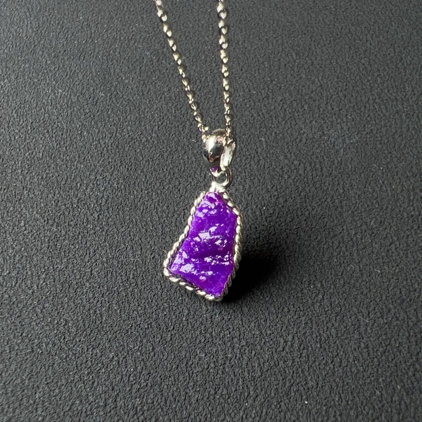 Natural Royal Purple Sugilite Raw Stone Pendant With Sterling Silver Wrap | Body Detox Remove Negativity