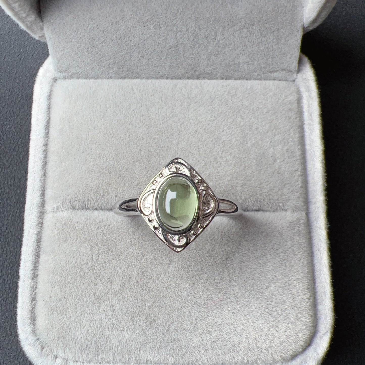 Custom-Made Moldavite Ring With 925 Sterling Silver Adjustable Style | Rare High-Frequency Heart Chakra Healing