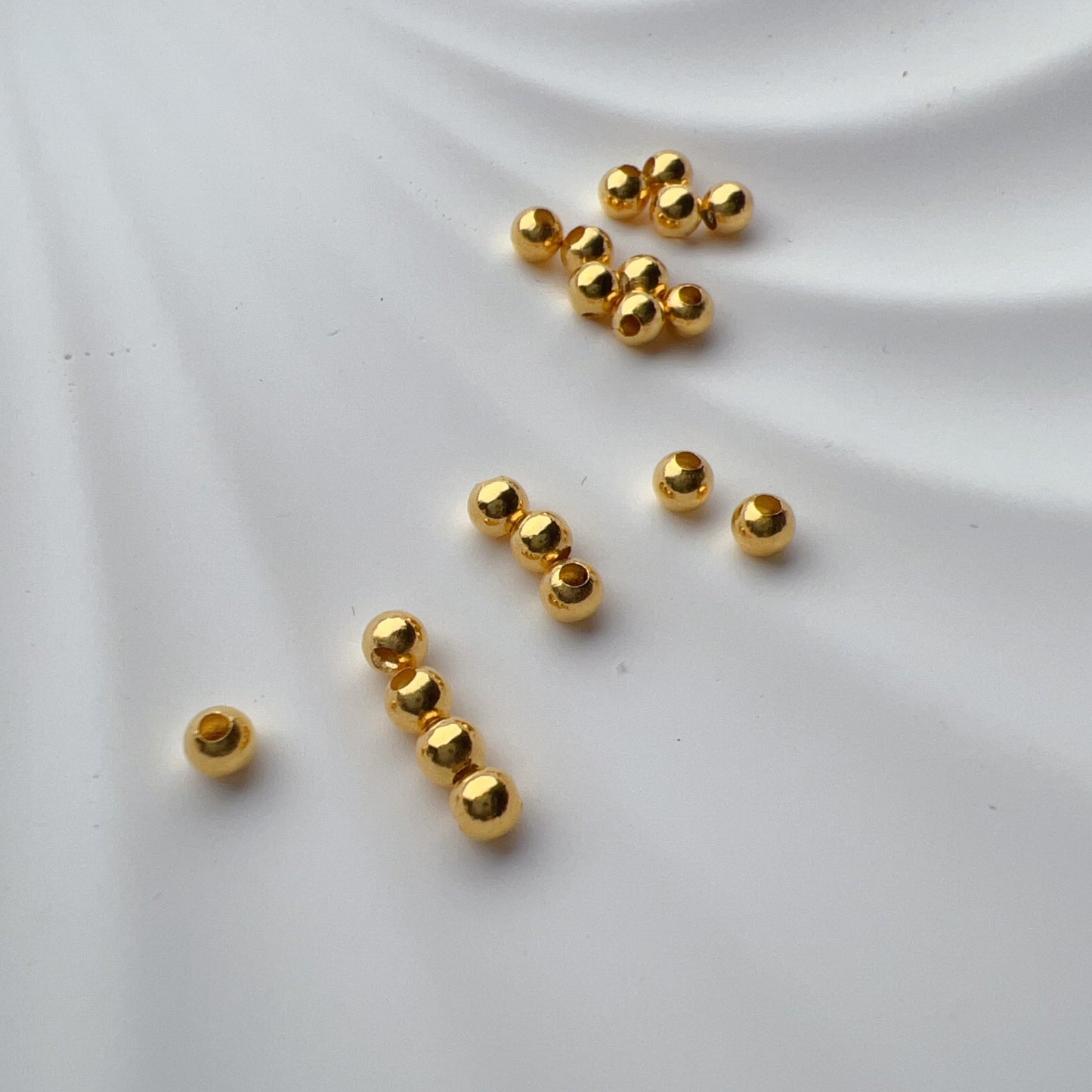 3Mm 18K Yellow Gold Seamless Round Beads Charms For Diy Jewelry Projects