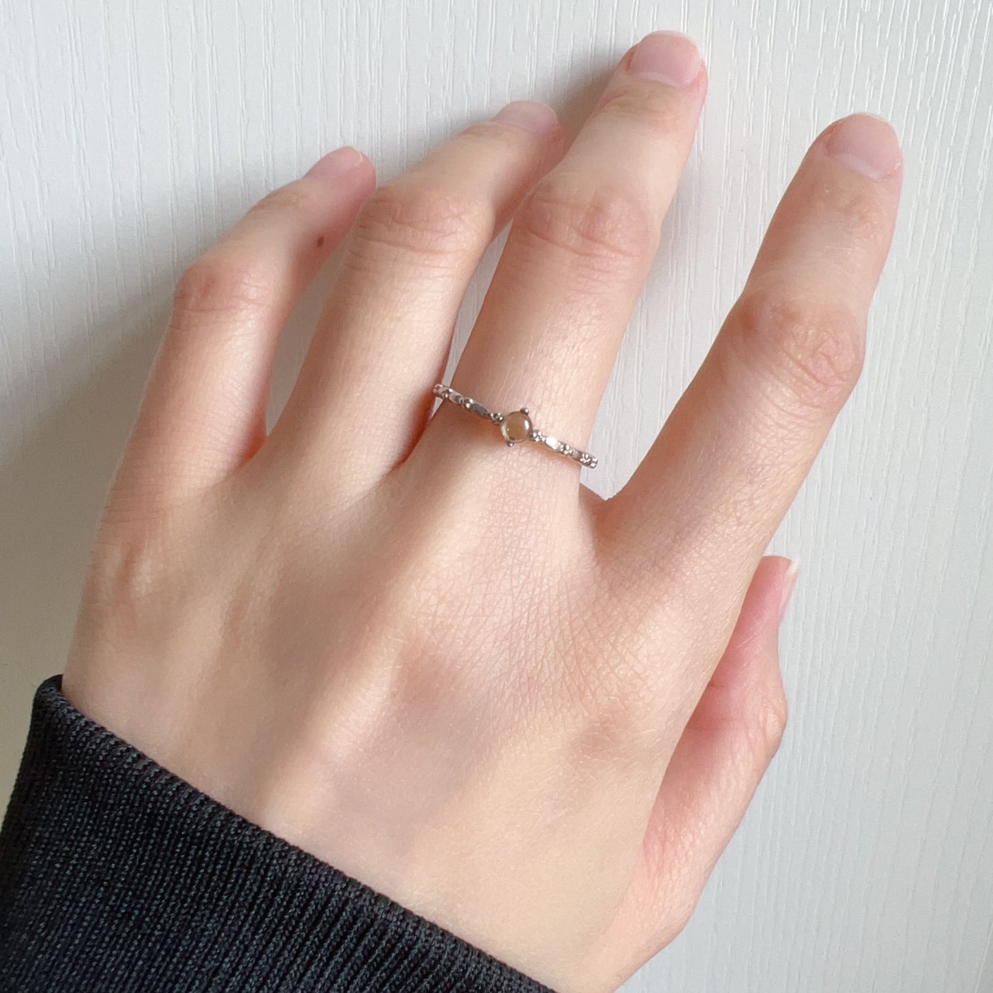 Cute Gemstone Ring With Natural Moldavite And 925 Sterling Silver Prongs | Rare High-Frequency Heart Chakra Healing