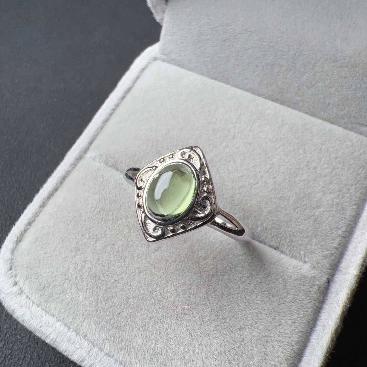 Custom-Made Moldavite Ring With 925 Sterling Silver Adjustable Style | Rare High-Frequency Heart Chakra Healing