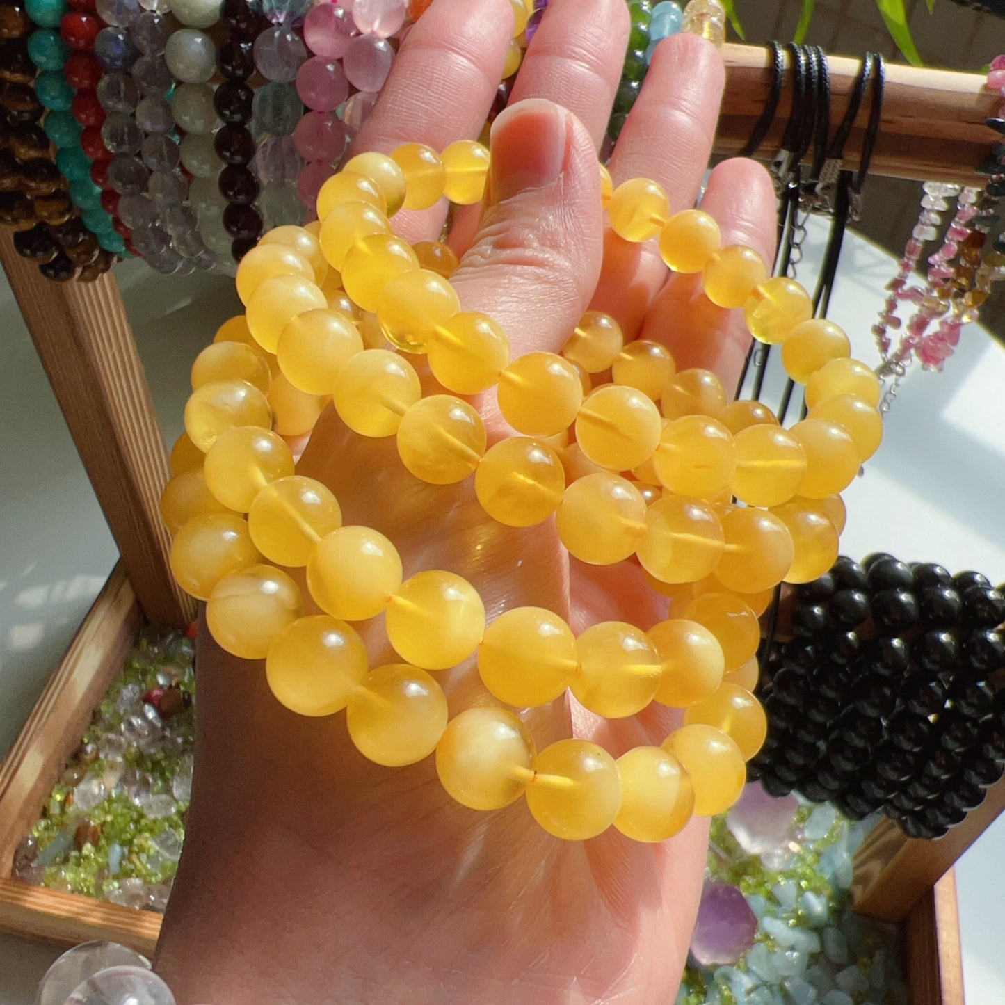 8.6Mm Beautiful Genuine Amber Bracelet | Lucky Stone Of Aries Gemini Leo Virgo | One Of A Kind Jewelry