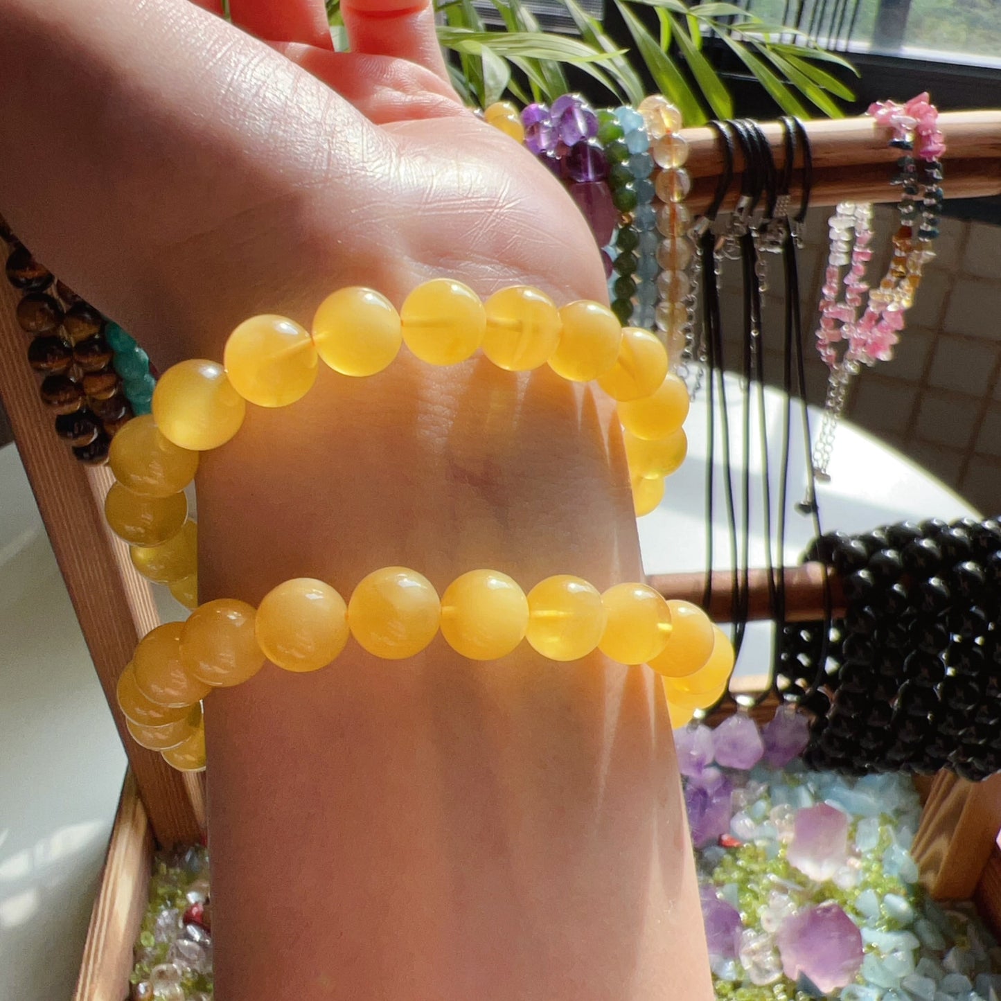 8.6Mm Beautiful Genuine Amber Bracelet | Lucky Stone Of Aries Gemini Leo Virgo | One Of A Kind Jewelry