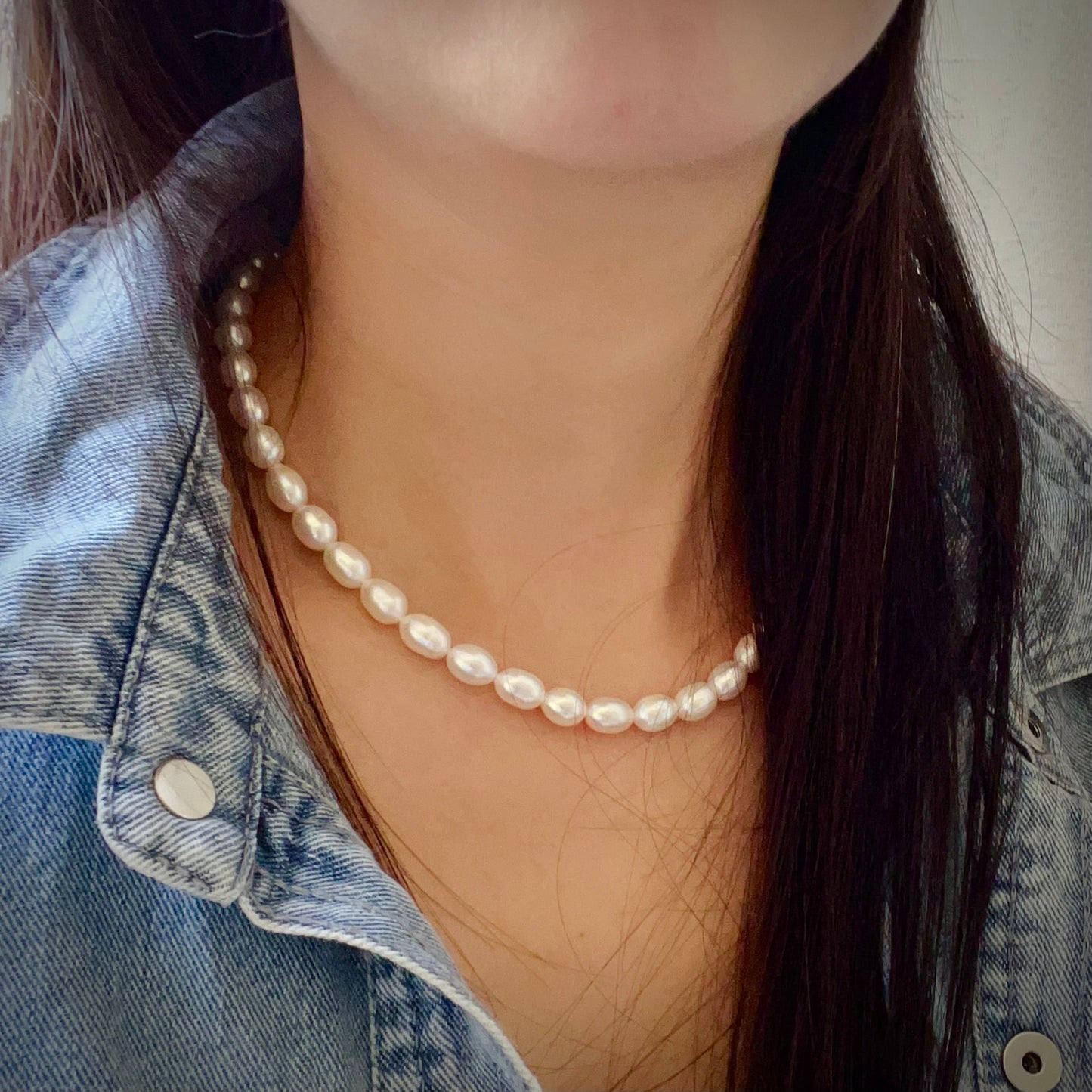 Timeless Classic Pearl Beaded Necklace | Best Luster Freshwater Pearl Natural Formed Beads With 925 Sterling Silver Clasp