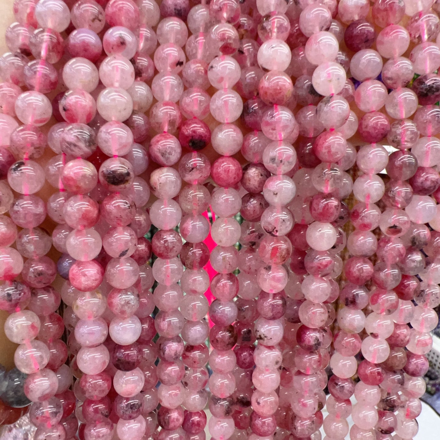Best Quality In Strands 6Mm 8Mm 10Mm Natural Flower Rhodonite Round Bead For Diy Jewelry Project