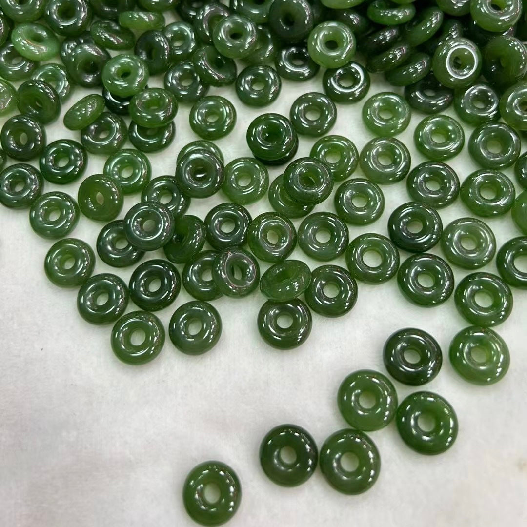 Natural Best Quality Nephrite Jade Amulet Donut Charms Pendants For Diy Jewelry Project