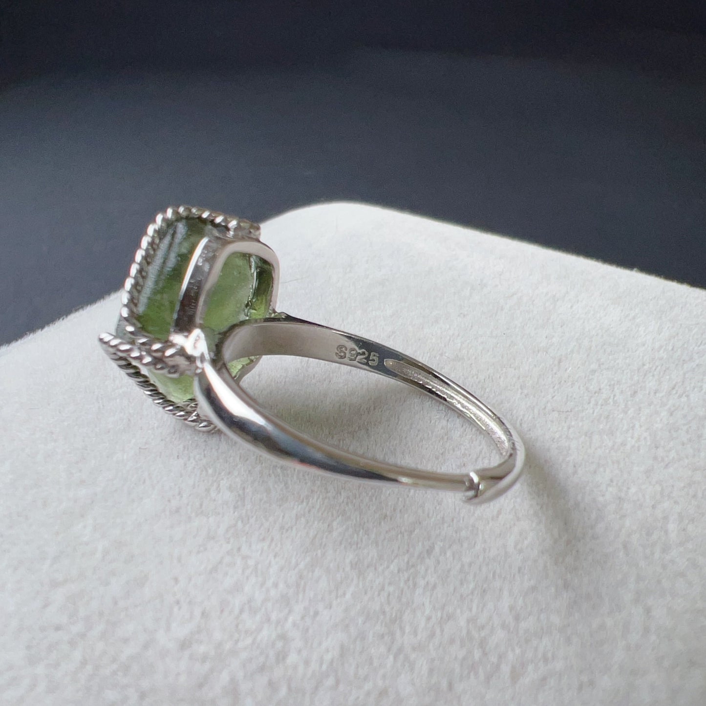 Best Green Color Genuine Moldavite Raw Stone Ring Handmade With 925 Sterling Silver Wrapping | Rare High-Frequency Healing Stone