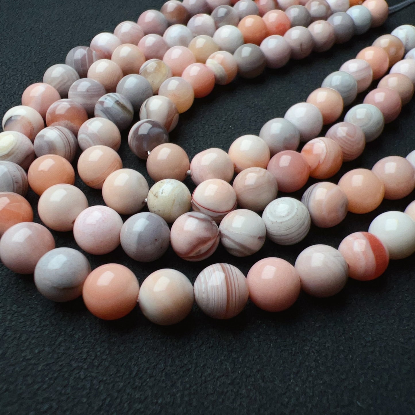 2 Strands – Rare 6Mm Natural Pink Botswana Agate Round Bead Strands For Diy Jewelry Project