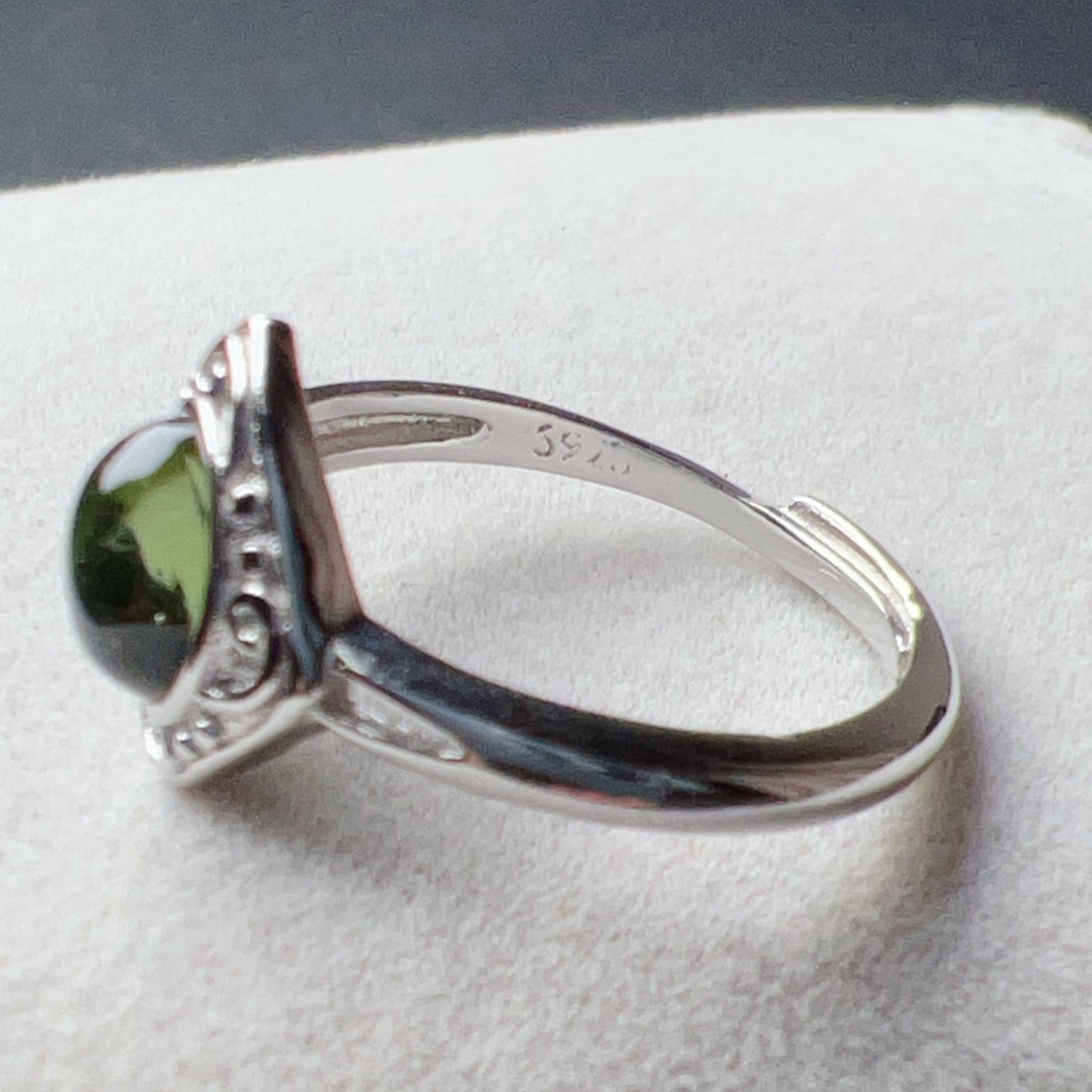 Custom-Made Moldavite Ring With 925 Sterling Silver Adjustable Style | Rare High-Frequency Heart Chakra Healing