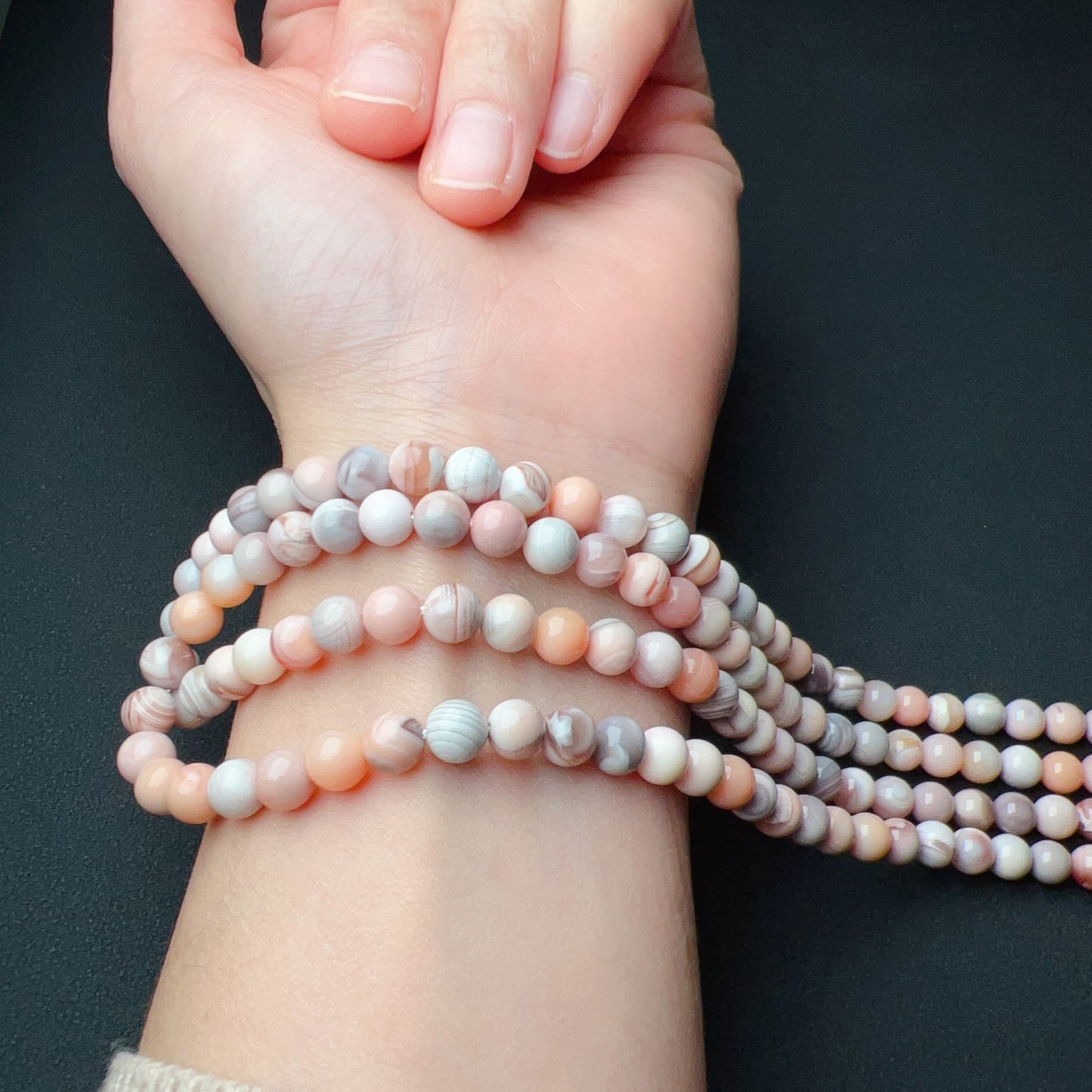 2 Strands – Rare 6Mm Natural Pink Botswana Agate Round Bead Strands For Diy Jewelry Project