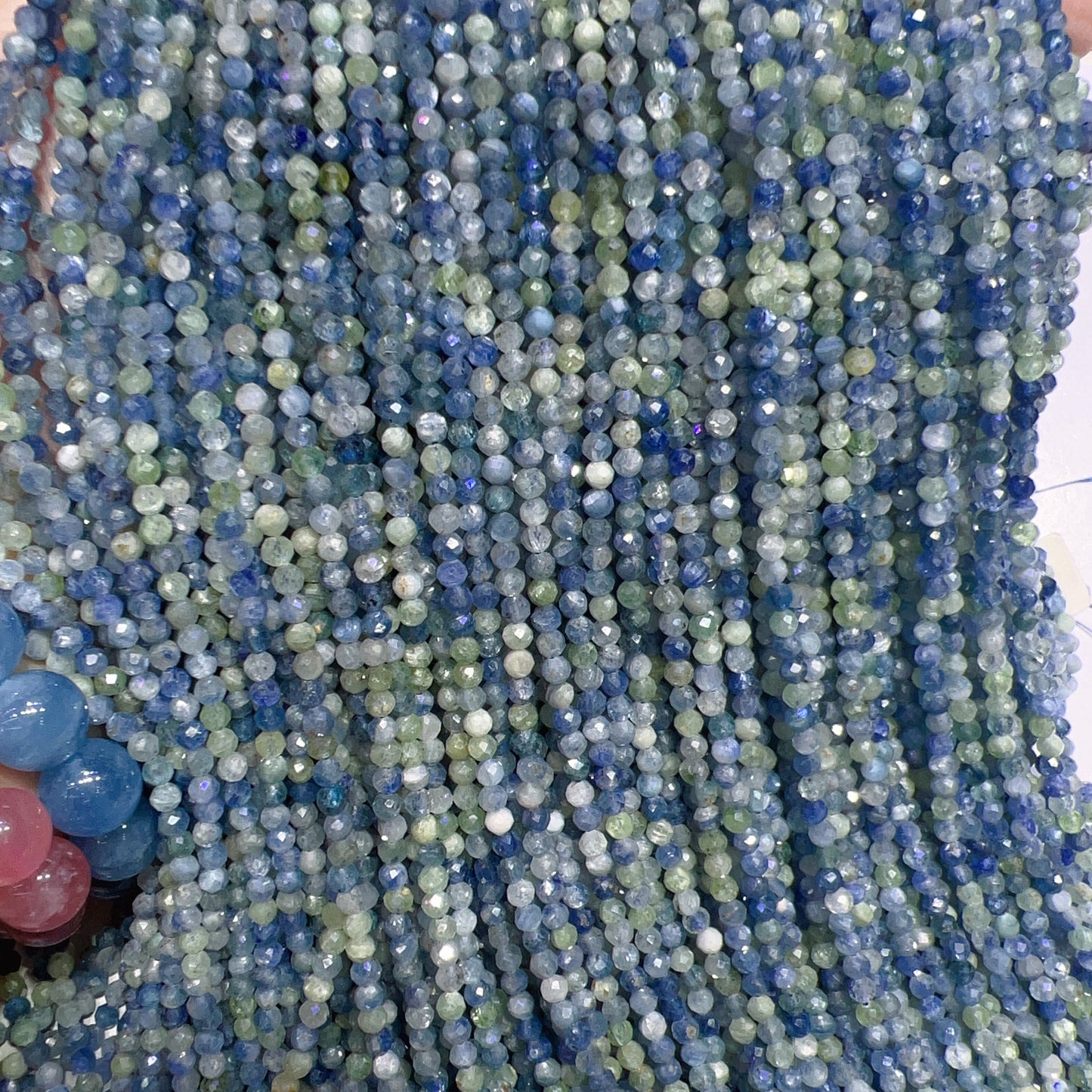 4Mm Natural Faceted Kyanite Round Bead Strands For Diy Jewelry Project