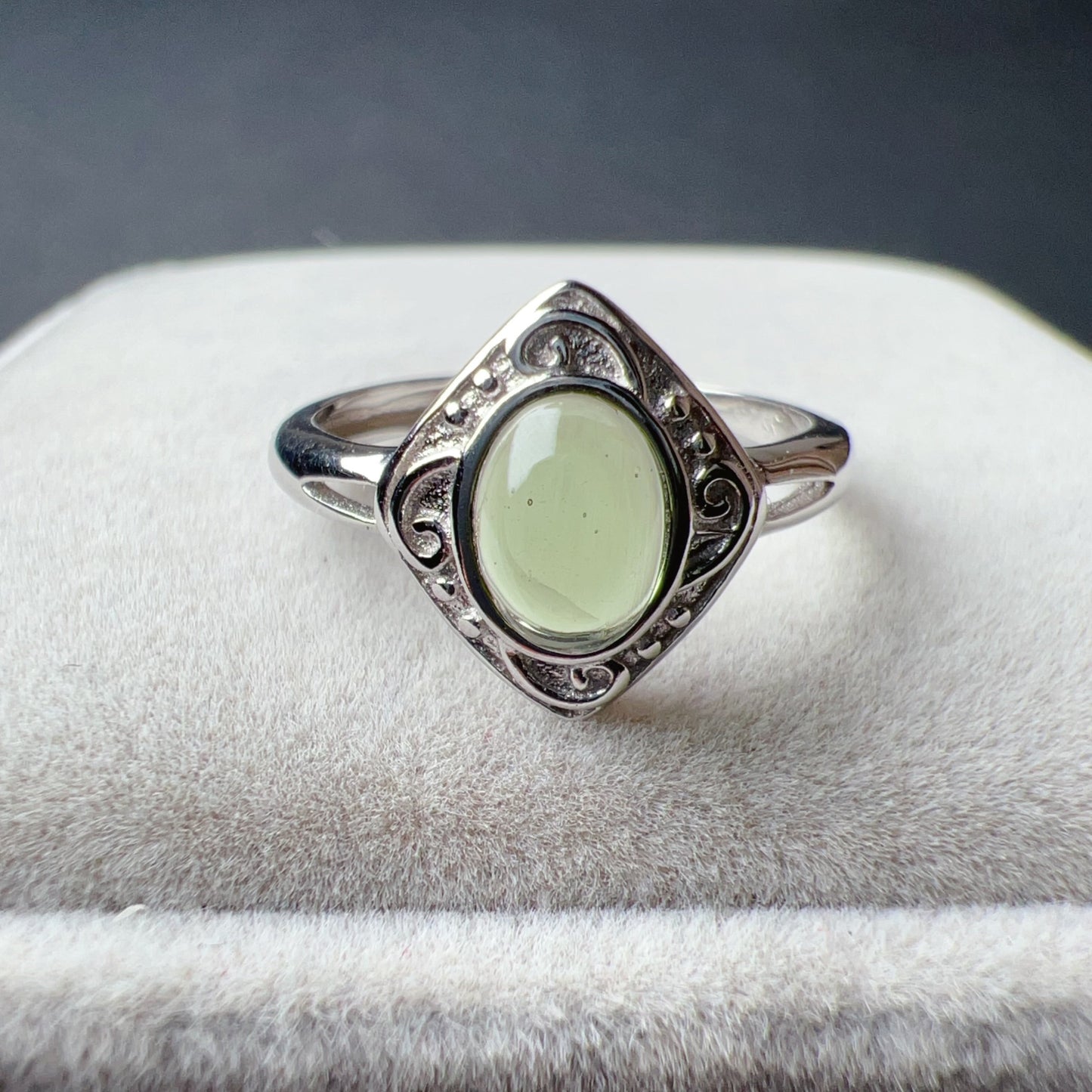 Custom-Made Moldavite Ring With 925 Sterling Silver Adjustable Style | Rare High-Frequency Heart Chakra Healing