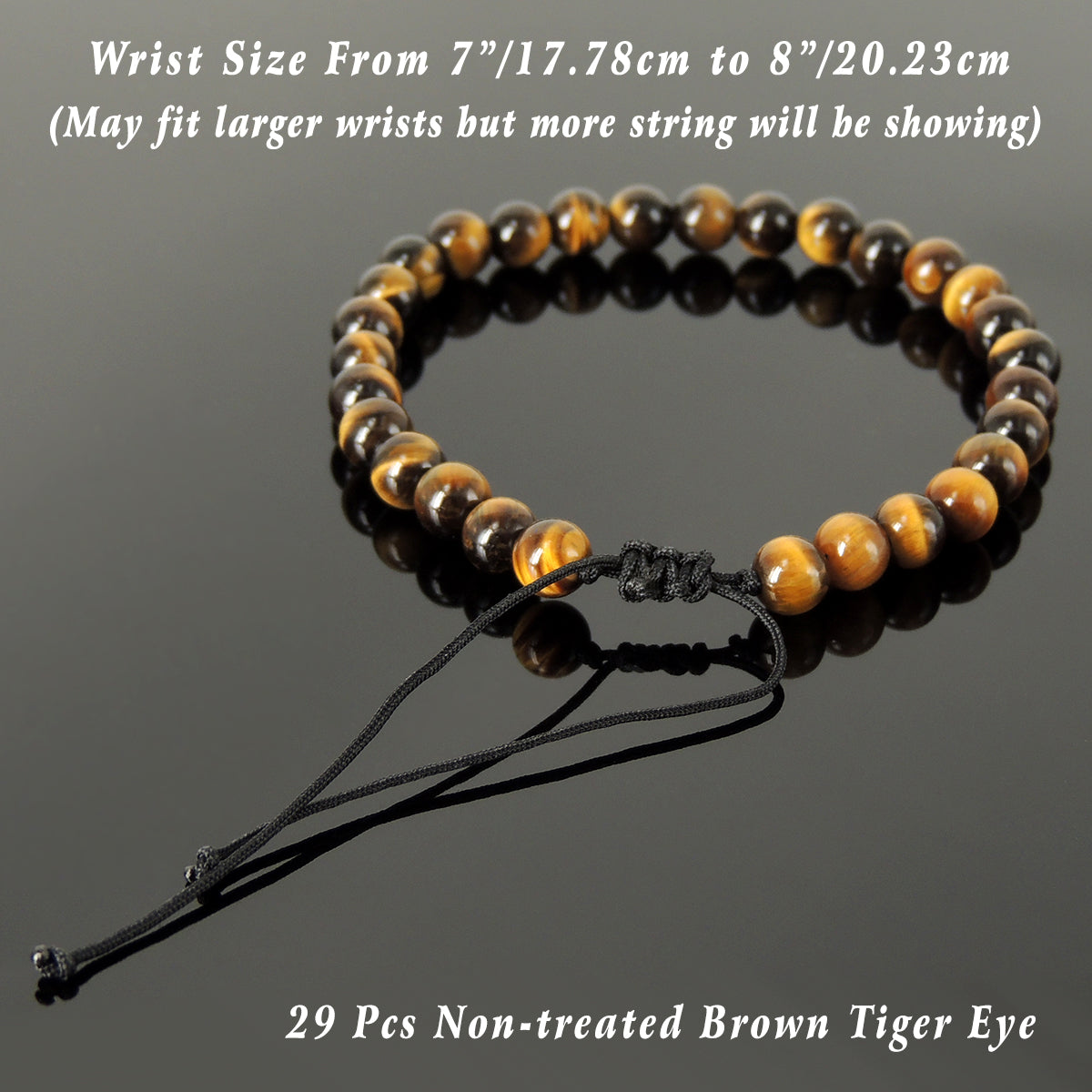 Brown Tiger’S Eye Beaded Bracelet Adjustable Style | Fashion Healing Stone Jewelry For Men Women | High Quality From South Africa