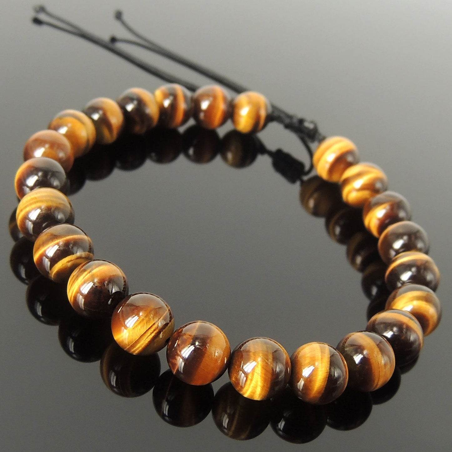 Brown Tiger’S Eye Beaded Bracelet Adjustable Style | Fashion Healing Stone Jewelry For Men Women | High Quality From South Africa