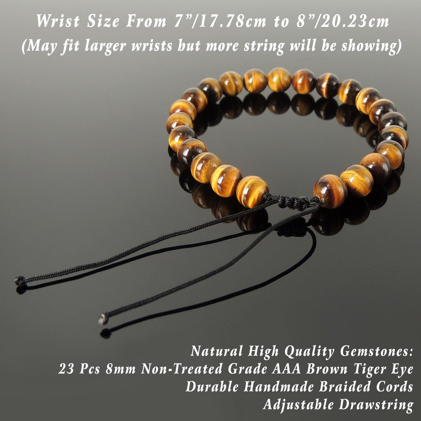 Brown Tiger’S Eye Beaded Bracelet Adjustable Style | Fashion Healing Stone Jewelry For Men Women | High Quality From South Africa