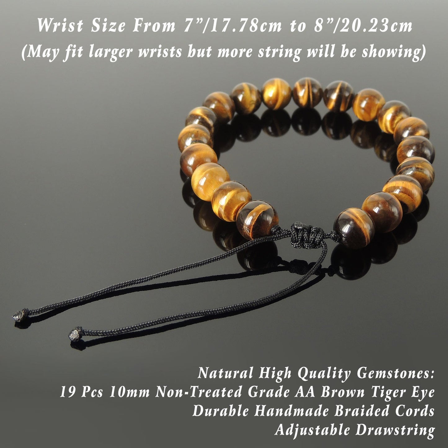 Brown Tiger’S Eye Beaded Bracelet Adjustable Style | Fashion Healing Stone Jewelry For Men Women | High Quality From South Africa