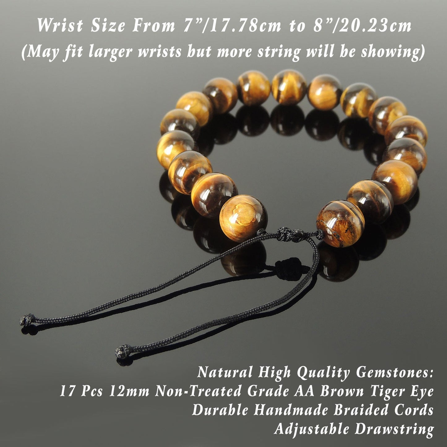 Brown Tiger’S Eye Beaded Bracelet Adjustable Style | Fashion Healing Stone Jewelry For Men Women | High Quality From South Africa