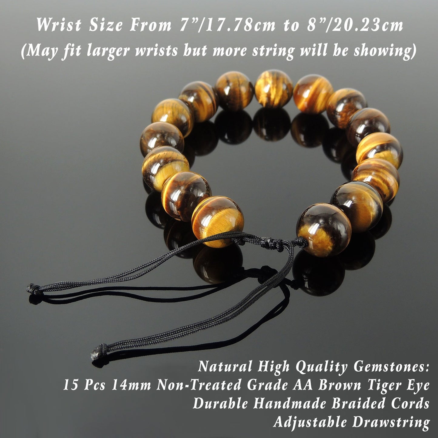 Brown Tiger’S Eye Beaded Bracelet Adjustable Style | Fashion Healing Stone Jewelry For Men Women | High Quality From South Africa