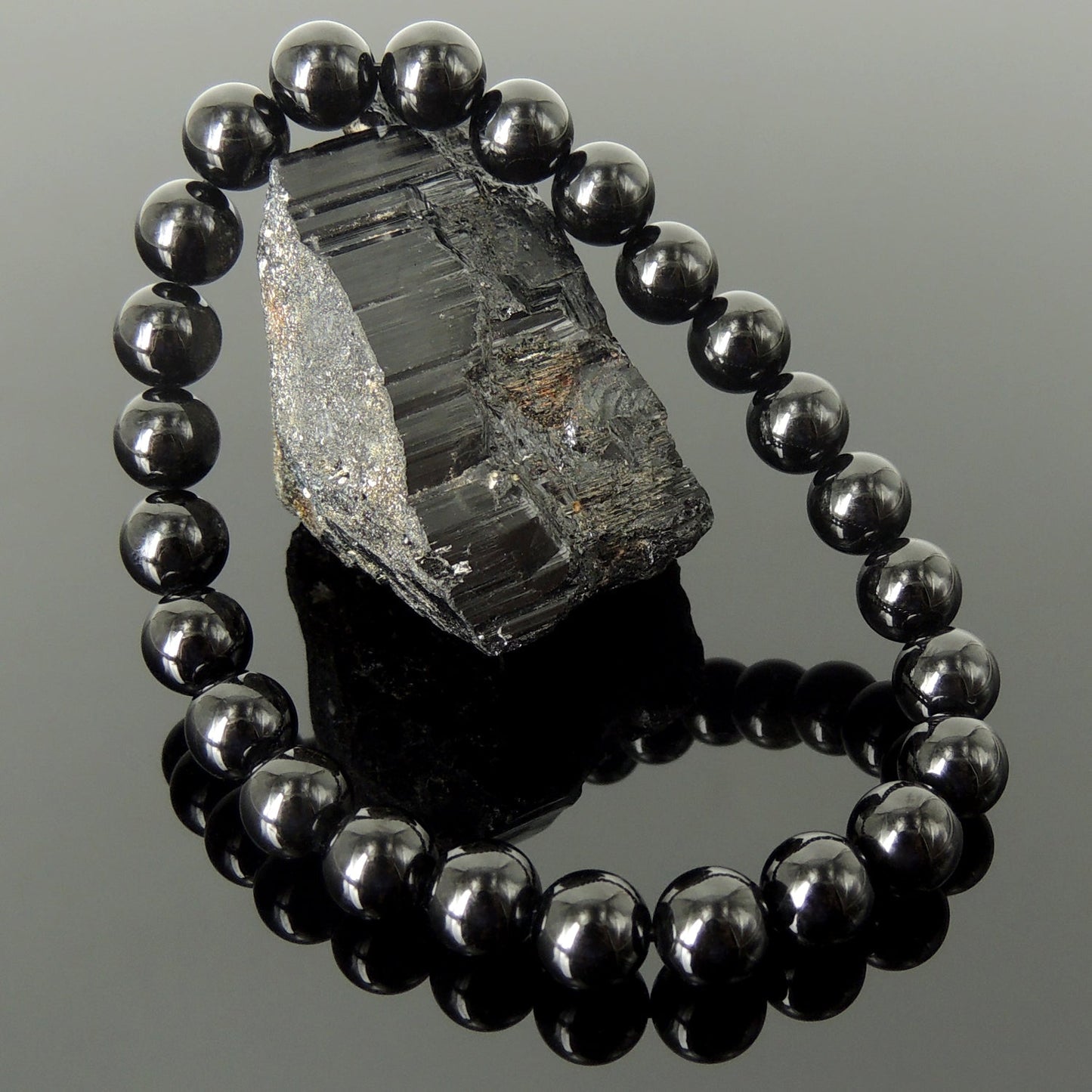 Premium Black Tourmaline Bracelet And Raw Stone Set | Root Chakra Healing Crystal Jewelry | Negativity Protection Meditation Gift