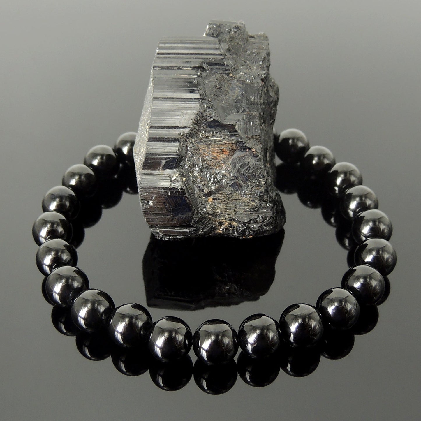 Premium Black Tourmaline Bracelet And Raw Stone Set | Root Chakra Healing Crystal Jewelry | Negativity Protection Meditation Gift