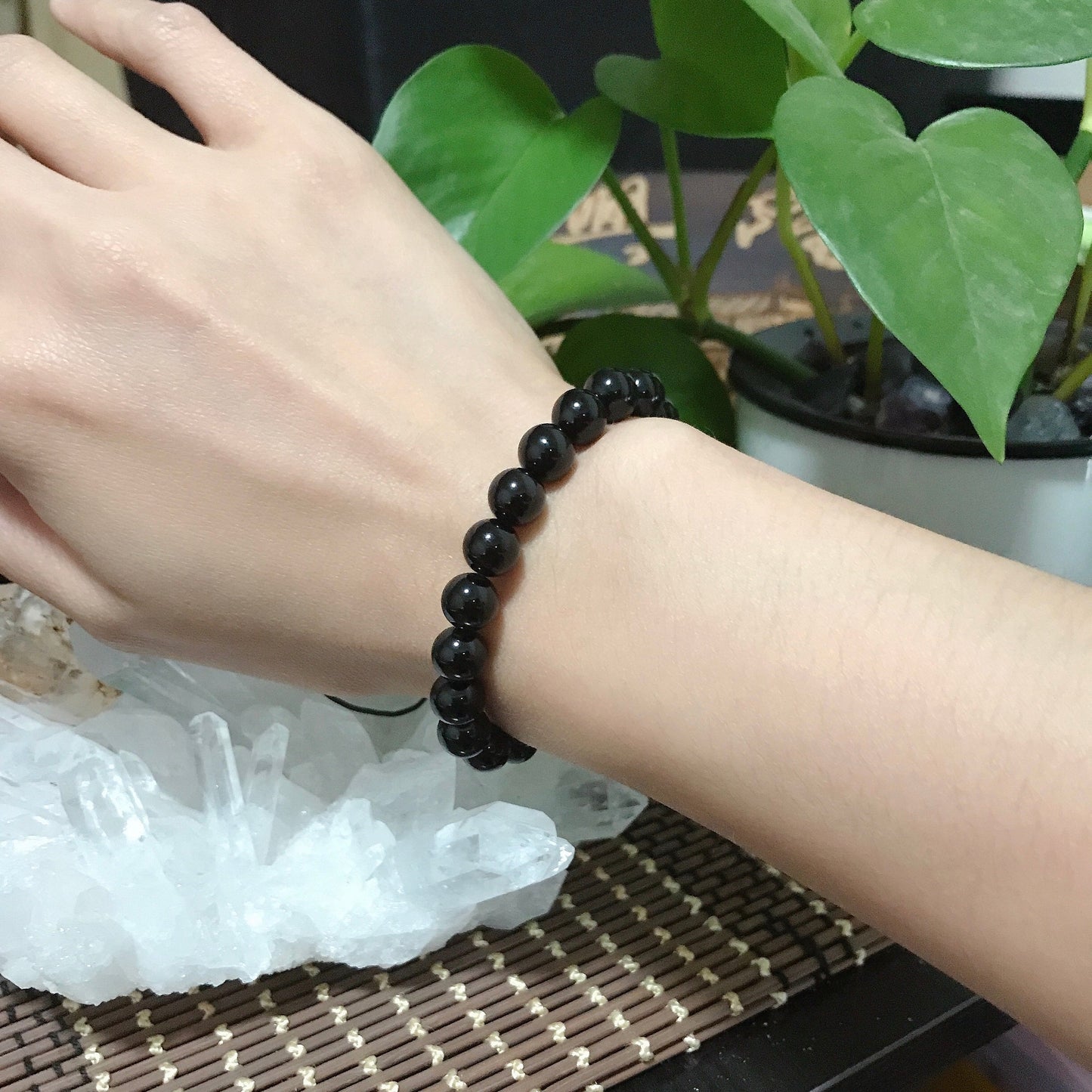 Premium Black Tourmaline Bracelet And Raw Stone Set | Root Chakra Healing Crystal Jewelry | Negativity Protection Meditation Gift
