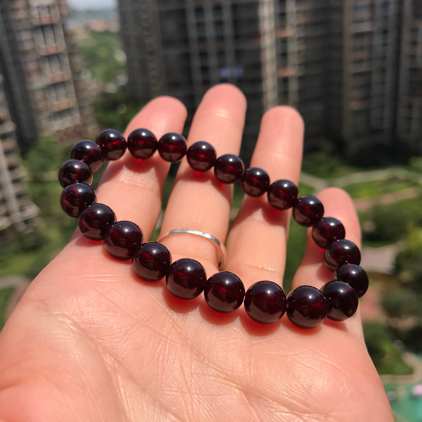 Healing Red Garnet Crystal Bracelet For Root Chakra | 8Mm Beaded Elastic Jewelry | Protection & Balance